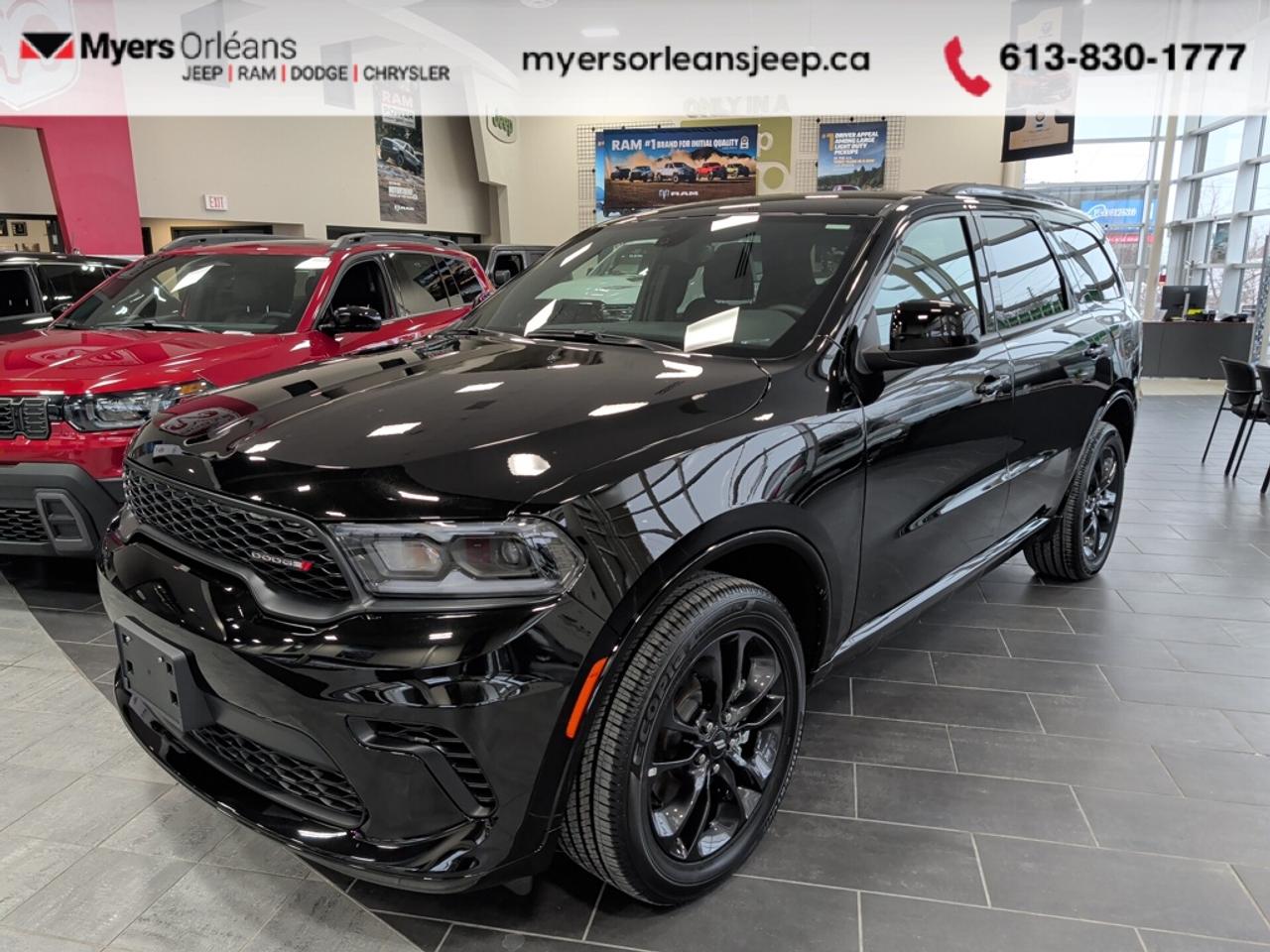 <b>Heated Seats,  Navigation,  Power Liftgate,  Remote Start,  ParkSense!</b><br> <br> Amazing suspension, a roomy, comfortable interior, and awesome motors from the Dodge line, the Dodge Durango is ready to roll. <br> <br>Filled with impressive standard features, this family friendly 2026 Dodge Durango is a surprising and adventurous SUV. Versatile as they come, you can manage any road you find in comfort and style, while effortlessly leading the pack in this Dodge Durango. For a capable, impressive, and versatile family SUV that can still climb mountains, this Dodge Durango is ready for your familys next big adventure.<br> <br>This Db Black SUV has an Automatic transmission and is powered by a 295HP 3.6L V6 Cylinder Engine. <br> <br> Our Durangos trim level is GT. This trim delivers the perfect balance of power, practicality, and comfort for drivers who want more out of every drive. With bold styling highlighted by 20-inch aluminum wheels, LED lighting, and a commanding stance, it makes a strong impression on the road. Inside, heated front seats, tri-zone climate control, and a large Uconnect 10.1-inch touchscreen with navigation and smartphone integration keep every journey connected and enjoyable. Convenience features like a power liftgate, keyless entry, and remote start make daily life easier, while advanced driver-assist systems including Blind Spot Detection, ParkSense Rear Sensors, and a ParkView Back-Up Camera provide extra confidence wherever the road leads. This vehicle has been upgraded with the following features: Heated Seats, Navigation, Power Liftgate, Remote Start, ParkSense, Blind Spot Detection.<br><br> View the original window sticker for this vehicle with this url <b><a href=http://www.chrysler.com/hostd/windowsticker/getWindowStickerPdf.do?vin=1C4RDJDG6TC154935 target=_blank>http://www.chrysler.com/hostd/windowsticker/getWindowStickerPdf.do?vin=1C4RDJDG6TC154935</a></b>.<br> <br>To apply right now for financing use this link: <a href=https://www.myersorleansjeep.ca/apply-for-financing/ target=_blank>https://www.myersorleansjeep.ca/apply-for-financing/</a><br><br> <br/> Weve discounted this vehicle $5837. Total  rebate of $8500 is reflected in the price.   4.99% financing for 96 months. <br> Buy this vehicle now for the lowest weekly payment of <b>$154.57</b> with $0 down for 96 months @ 4.99% APR O.A.C. ( Plus applicable taxes -  **Rebates may not be applicable on all purchase types [cash, lease, or finance]. Eligibility and conditions may vary. Please see dealer for full details and confirmation of eligibility.   / Total Obligation of $64300  ).  Incentives expire 2026-04-30.  See dealer for details. <br> <br>The road to new driving experiences begins in our inventory, where youll find an incredible array of brand-new cars, trucks, minivans, and SUVs, including two of our bestselling models, the Dodge Ram 1500 and the Dodge Grand Caravan. If you want to know what the cutting edge of automotive technology looks like, all you have to do is visit Myers Orleans Jeep! Each model comes loaded with the convenient features and cool technology that help make every trip memorable. Looking for additional everyday luxury at a price thats incredibly wallet-friendly? Choose from our selection of quality pre-owned models! If you can think of a road, our friendly and knowledgeable sales team will help you find the perfect vehicle to drive it.<br><br>We may be a well-established dealership thats been part of the community for many years, but that doesnt mean were stuck in the past! At Myers Orleans Jeep, were proud to provide a fresh, modern approach to car buying. Using our array of online tools, you can browse our extensive inventory, schedule a service appointment, order parts, and even apply for credit from wherever youve got a connection. Our goal is to create relationships that will last, and we know that the best way to do this is by providing a dealership experience thats based on honesty, transparency, trust, and a commitment to customers. Stop by today and discover all the ways we go above and beyond for you.<br><br> Come by and check out our fleet of 30+ used cars and trucks and 80+ new cars and trucks for sale in Orleans.  o~o