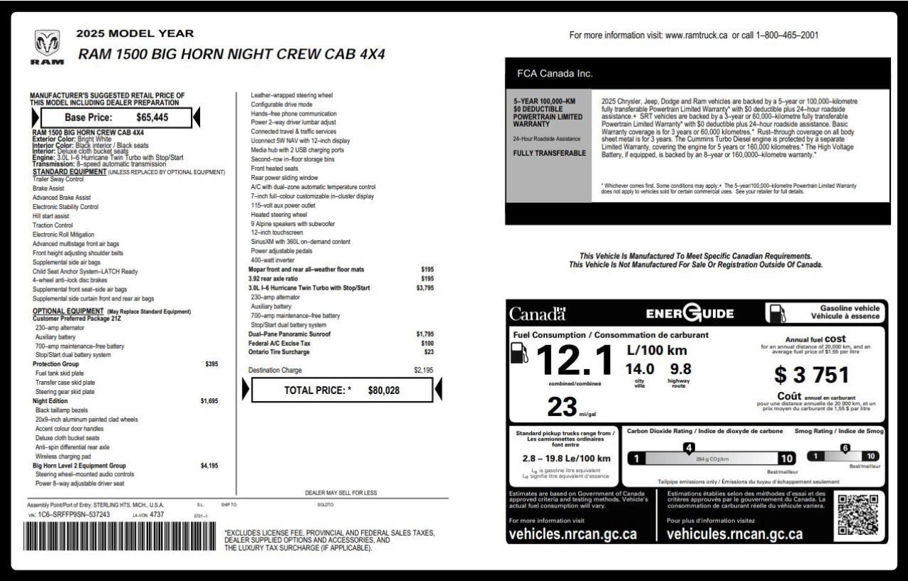 2025 RAM 1500 Big Horn NIGHT EDITION! PANO SUNROOF! Photo