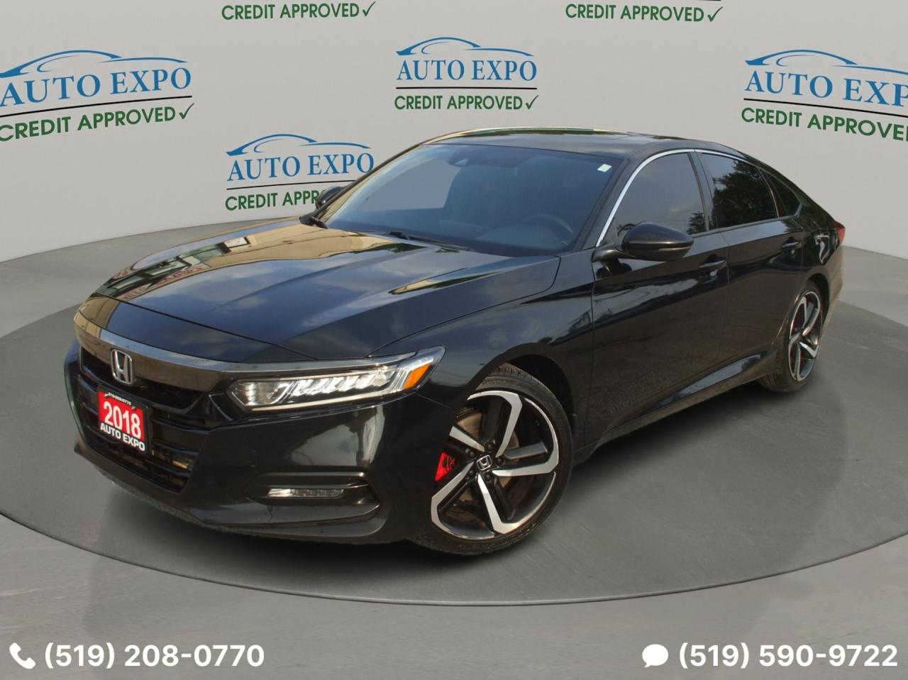 2018 Honda Accord Sport,Certified,Auto,A/C,Tinted,Black on Black,Fog