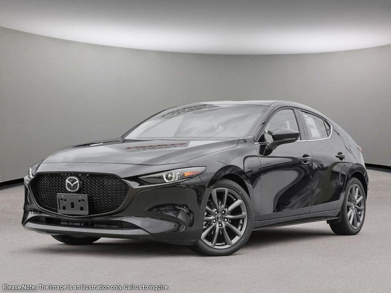Pleasure, versatility and functionality combined to create this phenomenal 2025 Mazda3 Sport GT in Jet Black Mica! Its powered by a 2.5 Liter 4 Cylinder engine that produces 186 horsepower while paired with a smooth shifting 6-speed automatic transmission with manual-shift mode, sport mode and paddle shifters. You can earn nearly 6.6L/100km on the open road inside this AWD hatchback. Sporty sleek lines and alluring curves are prominent by impressive exterior features including a black front grille, alloy wheels, rear roof spoiler, dual sport exhaust, and LED headlights/taillights.Open the door to our GT to find a world of comfort and convenience with leather seating, heated front seats, a leather-wrapped heated steering wheel with mounted audio/cruise controls (adaptive), and a power sunroof. Its also equipped with wireless Apple CarPlay/Android Auto, a wireless charger, an impressive Bose sound system with HD radio, anda full color 10.25-inch infotainment systemwith Mazda Connect.Space is abundant for both cargo and passengers with 60/40 split fold-down rear seats and plenty of room for 5.Our Mazda gives you peace of mind with a variety of safety functions including a 360-degree backup camera, blind-spot monitoring, lane departure warning, rear cross traffic alert, lane-keep assist, forward collision warning, stability and traction control, Hill Launch Assist, and Smart City Brake Support and more! Print this page and call us Now... We Know You Will Enjoy Your Test Drive Towards Ownership! We look forward to showing you why Go Mazda is the best place for all your automotive needsGo Mazda is an AMVIC licensed business.Please note that a new administration fee from Mazda Canada of $795 will apply to finance and cash purchases. effective February 1, 2024.