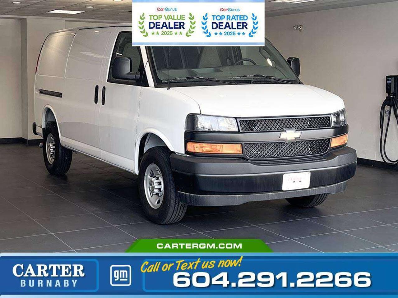 Your Job. Your Van. Your Edge. The 2025 Chevrolet Express Cargo Van is your mobile worksite  strong, reliable, and ready for whatever the day throws at you. Whether youre hauling gear, moving the crew, or building out a specialized setup, Express adapts to your trade.  - Engine, 6.6L V8 with Direct Injection - Cold Climate Package includes (K05) engine block heater - Battery, 600 cold-cranking amps, maintenance-free with rundown protection - Front air conditioning - Rear door and side cargo doors - Bumpers, front and rear painted Black with step-pad - Mirrors, outside heated power-adjustable - Theft-deterrent system, vehicle, PASS-Key III - Defogger, side windows - Cup holders, 3 on the engine console cover - Cargo tie-downs 6 D-ring attachments on cargo area floor - Hill Start Assist - StabiliTrak, traction assistance and vehicle stability enhancement system  With serious hauling capacity, endless upfit potential, and proven safety tech, its engineered to take on the big jobs while keeping your team safe and your business running.  WHY CARTER GM BURNABY?  - An unrivalled vehicle purchasing experience! - Exceeding our loyal customers expectations since 1963 - 4.5 Google star rating with 2,300+ customer reviews) - CarGurus Top-Rated Dealer 2025 Award - CarGurus Top Value Dealer 2025 Award - Vehicle trades welcome! Best price guaranteed! - We provide upfront pricing, zero hidden fees, and 100% transparency - Fast approvals and 99% acceptance rates (no matter your current credit status!) - Multilingual staff (many languages spoken) - Comfortable non-pressured environment with in-store television, WIFI and a childrens play area! - In-store restaurant: fresh daily menu        Were here to help you drive the vehicle you want, the vehicle you deserve! QUESTIONS? GREAT! WEVE GOT ANSWERS! To speak with a friendly vehicle specialist - CALL NOW! The advertised price includes all standard dealer fees and any applicable manufacturer or dealer incentives. It does not include applicable taxes, licensing, insurance, or optional products or services. Dealer fees will be clearly broken out and itemized on the bill of sale, maximum total of fees $699.00. Prices are shown in Canadian dollars. While we make every effort to ensure accuracy, vehicle details, pricing, options, and availability are subject to change without notice. Please confirm all information with dealership sales management before purchase. Dealer Code: 81129