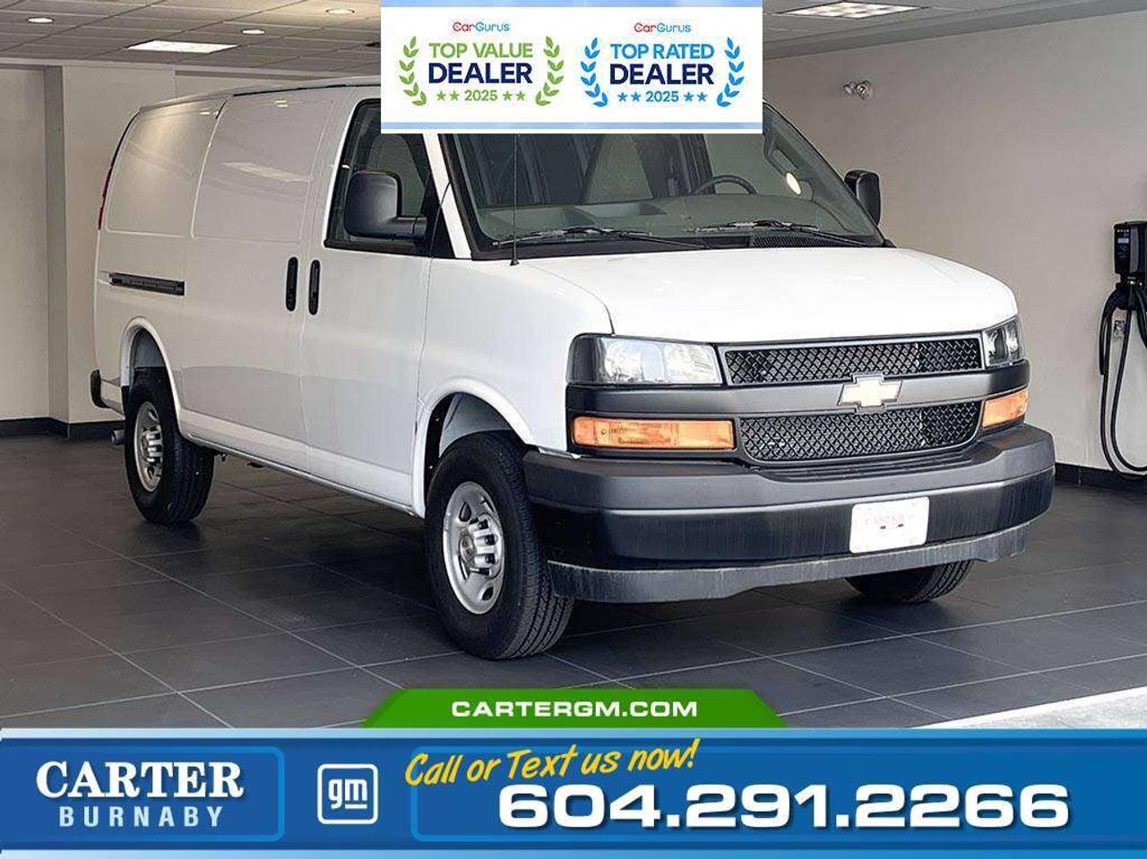 Your Job. Your Van. Your Edge. The 2025 Chevrolet Express Cargo Van is your mobile worksite  strong, reliable, and ready for whatever the day throws at you. Whether youre hauling gear, moving the crew, or building out a specialized setup, Express adapts to your trade.  - Engine, 6.6L V8 with Direct Injection - Cold Climate Package includes (K05) engine block heater - Battery, 600 cold-cranking amps, maintenance-free with rundown protection - Front air conditioning - Rear door and side cargo doors - Bumpers, front and rear painted Black with step-pad - Mirrors, outside heated power-adjustable - Theft-deterrent system, vehicle, PASS-Key III - Defogger, side windows - Cup holders, 3 on the engine console cover - Cargo tie-downs 6 D-ring attachments on cargo area floor - Hill Start Assist - StabiliTrak, traction assistance and vehicle stability enhancement system  When the work starts early and ends late, Burnaby trades and fleet operators know Express is the partner that never quits.  WHY CARTER GM BURNABY?  - An unrivalled vehicle purchasing experience! - Exceeding our loyal customers expectations since 1963 - 4.5 Google star rating with 2,300+ customer reviews) - CarGurus Top-Rated Dealer 2025 Award - CarGurus Top Value Dealer 2025 Award - Vehicle trades welcome! Best price guaranteed! - We provide upfront pricing, zero hidden fees, and 100% transparency - Fast approvals and 99% acceptance rates (no matter your current credit status!) - Multilingual staff (many languages spoken) - Comfortable non-pressured environment with in-store television, WIFI and a childrens play area! - In-store restaurant: fresh daily menu        Were here to help you drive the vehicle you want, the vehicle you deserve! QUESTIONS? GREAT! WEVE GOT ANSWERS! To speak with a friendly vehicle specialist - CALL NOW! The advertised price includes all standard dealer fees and any applicable manufacturer or dealer incentives. It does not include applicable taxes, licensing, insurance, or optional products or services. Dealer fees will be clearly broken out and itemized on the bill of sale, maximum total of fees $699.00. Prices are shown in Canadian dollars. While we make every effort to ensure accuracy, vehicle details, pricing, options, and availability are subject to change without notice. Please confirm all information with dealership sales management before purchase. Dealer Code: 81129