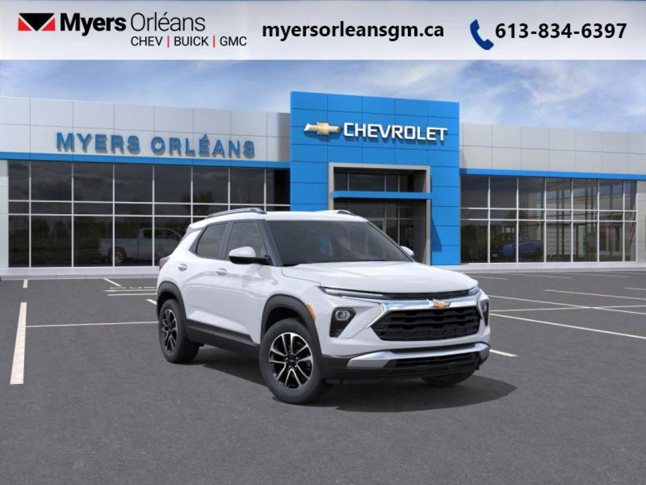 <b>Heated Seats, Heated Steering Wheel, Blind Spot Detection, Remote Start, Apple CarPlay, Android Auto, Lane Departure Warning, Lane Keep Assist, Forward Collision Alert</b><br> <br> <br> <br>For more than 80 years, the Myers Automotive Group has brought exceptional vehicles and world-class service to drivers in the Ottawa area. Myers Orleans Chevrolet Buick GMC is proud to serve Greater Ottawa, and to continue the tradition of excellence that the Myers name is known for. We are your trusted and professional choice since 1942!<br> <br>  Anything but subtle, you cant help but notice this trendy Trailblazer. <br> <br> With a surprisingly spacious cabin, plenty of power, and incredible efficiency, this Trailblazer is begging to be in your squad. When its time to grab the crew and all their gear to make some memories, this versatile and adventurous Trailblazer is an obvious choice.<br> <br> This summit white SUV  has an automatic transmission.<br> <br> Our Trailblazers trim level is LT. This Trailblazer LT trim steps things up with a Cold Weather Package that adds heated driver and front passenger seats and a heated steering wheel, and also includes blind spot detection and rear cross traffic alert with rear park assist. Its also loaded with great standard features like an 11-inch diagonal HD infotainment screen with wireless Apple and Android Auto, Wi-Fi Hotspot capability, SiriusXM satellite radio, and an 8-inch digital drivers display. Safety features also include automatic emergency braking, front pedestrian braking, lane keeping assist with lane departure warning, following distance indication, forward collision alert, and IntelliBeam high beam assistance.<br><br> <br>To apply right now for financing use this link : <a href=https://www.myersorleansgm.ca/FinancePreQualForm target=_blank>https://www.myersorleansgm.ca/FinancePreQualForm</a><br><br> <br/>    Incentives expire 2025-07-31.  See dealer for details. <br> <br>At Myers Orleans Chevrolet, youll find an impressive inventory of brand-new Chevrolet, Buick, and GMC vehicles. But we dont stop there! We also offer an amazing array of gently-used cars, trucks, and SUVs from Chevrolet, as well as a selection of alternate-brand used vehicles from some of Canadas favourite auto makers. When you choose to shop with Myers, youre not limited to what you can find on our well-appointed lot. Youve got the resources of an entire automotive group at your fingertips! Our friendly, no-pressure sales team will go through your list of must-haves, and will match you with the vehicle from Myers that checks off all the right boxes.<br> Come by and check out our fleet of 50+ used cars and trucks and 240+ new cars and trucks for sale in Orleans.  o~o