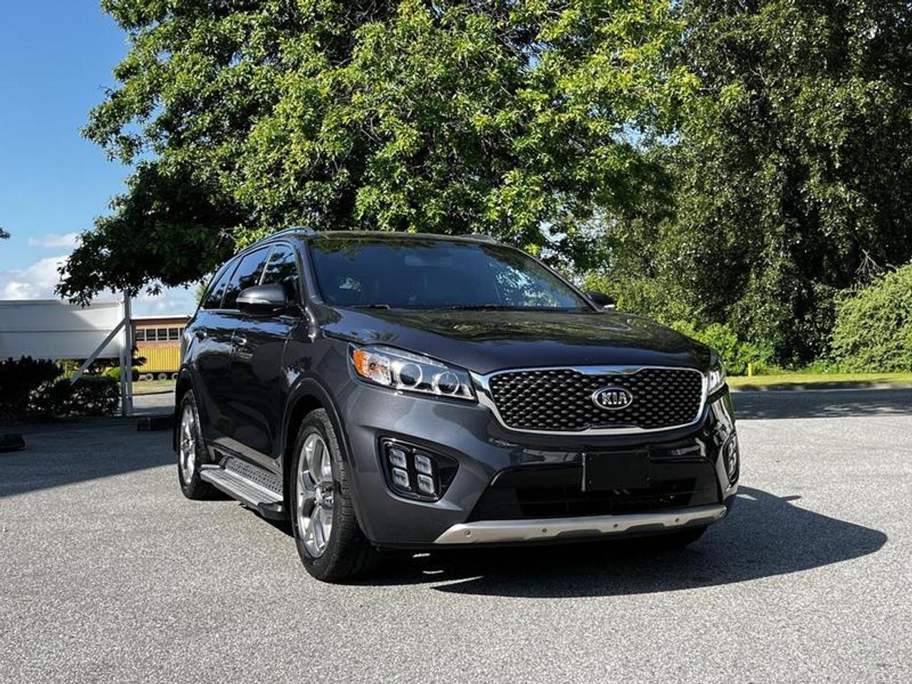 2017 Kia Sorento SX V6 7-Seater AWD, 3.3L, 6 cylinder, 4 door, automatic, AWD, 4-Wheel ABS, cruise control, air conditioning, AM/FM radio, power door locks, power windows, power mirrors, power sunroof, grey exterior, black interior, leather. Heated and ventilated seats, heated steering wheel, blind spot detection, drive mode selector, parking sensors, central differential lock, Bluetooth, backup camera.  $13,820.00 plus $375 processing fee, $14,195.00 total payment obligation before taxes.   Listing report, warranty, contract commitment cancellation fee, financing available on approved credit (some limitations and exceptions may apply). All above specifications and information is considered to be accurate but is not guaranteed and no opinion or advice is given as to whether this item should be purchased. We do not allow test drives due to theft, fraud, acts of vandalism and undetectable impaired driving. Instead we provide the following benefits: Complimentary Warranty (with options to extend), Limited Money Back Satisfaction Guarantee on Fully Completed Contracts, Contract Commitment Cancellation, and an Open-Ended Sell-Back Option. Ask seller for details or call 604-522-REPO(7376) to confirm listing availability.