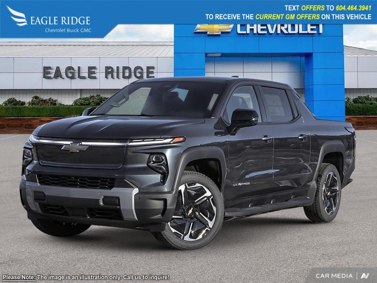 New 2025 Chevrolet Silverado EV LT wireless charging, Google Built-in, full-color navigation, adaptive cruise control, head-up display, HD surround vision, automatic braking, hitch guidance. for sale in Coquitlam, BC