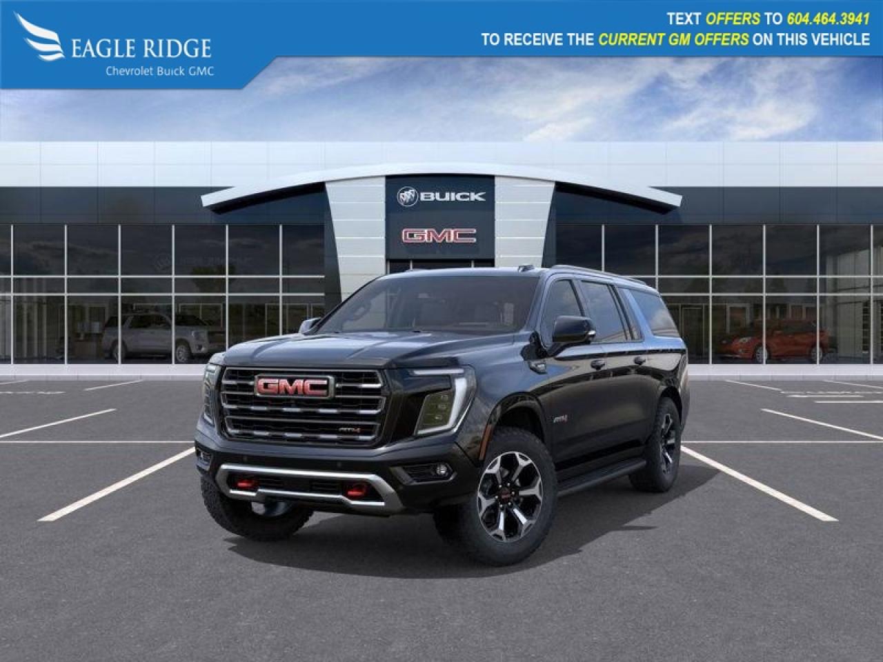 New 2025 GMC Yukon XL AT4 Magnetic Ride Control Suspension, AutoSense power liftgate, heated and ventilated leather seats, backup cameras, and lane keep assist for sale in Coquitlam, BC