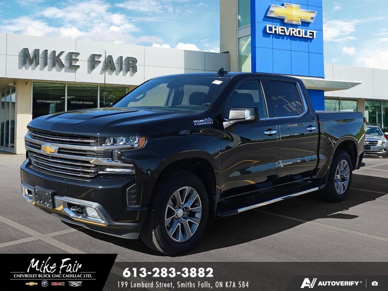 Used 2019 Chevrolet Silverado 1500 High Country power sunroof,assist steps,driver safety alert seat,heated front seats/steering wheel,HD surround vi for sale in Smiths Falls, ON
