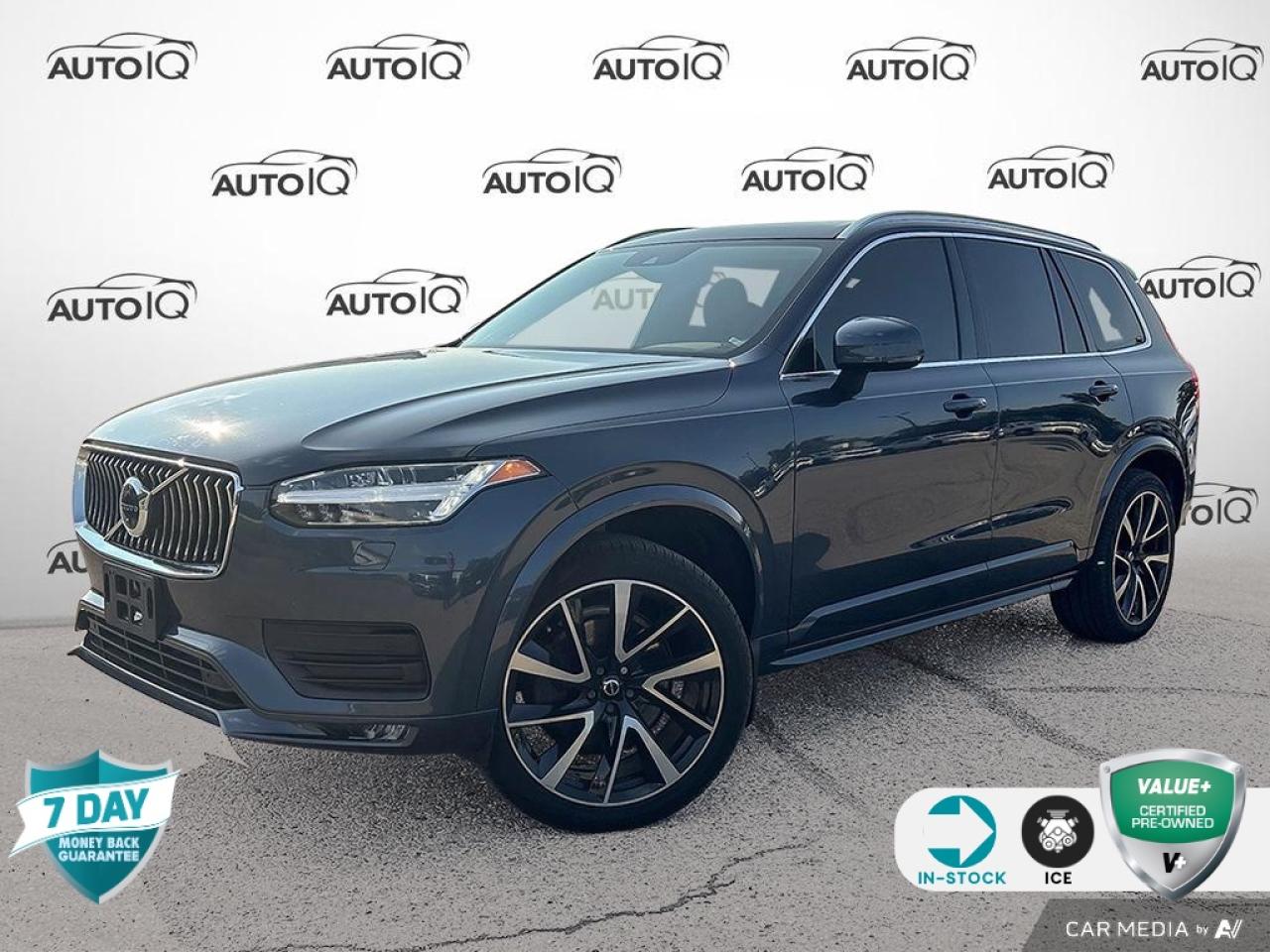 Recent Arrival!<br><br><br>AWD, Slate Artificial Leather, 10 Speakers, 360 Camera, 3rd row seats: bucket, 4-Wheel Disc Brakes, ABS brakes, Air Conditioning, Alloy wheels, AM/FM radio: SiriusXM, Anti-whiplash front head restraints, Apple CarPlay/Android Auto, Auto High-beam Headlights, Auto-dimming door mirrors, Auto-dimming Rear-View mirror, Automatic temperature control, Brake assist, Bumpers: body-colour, Compass, Delay-off headlights, Driver door bin, Driver vanity mirror, Dual front impact airbags, Dual front side impact airbags, Electronic Stability Control, Emergency communication system: Volvo On Call, Four wheel independent suspension, Front anti-roll bar, Front Bucket Seats, Front dual zone A/C, Front fog lights, Front reading lights, Fully automatic headlights, Headlight cleaning, Heated door mirrors, Heated Front Comfort Seats, Heated front seats, Heated Rear Seat, Heated Steering Wheel, Heated Windscreen Washers, High Level Interior Illumination, HomeLink (372), Illuminated entry, Intellisafe Assist, Intellisafe Surround (BLIS), Knee airbag, Lane Departure Warning System, Leather Shift Knob, Low tire pressure warning, Memory seat, Momentum Plus Package, Navigation, Occupant sensing airbag, Outside temperature display, Overhead airbag, Panic alarm, Passenger door bin, Passenger vanity mirror, Power door mirrors, Power driver seat, Power Liftgate, Power moonroof, Power passenger seat, Power steering, Power windows, Premium audio system: Sensus Connect, Radio data system, Radio: High Performance AM/FM Audio System, Rear air conditioning, Rear anti-roll bar, Rear dual zone A/C, Rear fog lights, Rear reading lights, Rear window defroster, Remote keyless entry, Roof rack: rails only, Security system, Speed control, Speed-sensing steering, Split folding rear seat, Spoiler, Steering wheel mounted audio controls, Tachometer, Telescoping steering wheel, Tilt steering wheel, Traction control, Trip computer, Turn signal indicator mirrors, Wheels: 19 5-Spoke Black Alloy.<br><br>Bursting Blue Metallic<br>2020 Volvo XC90 T6 Momentum | LOCAL TRADE | | LOCAL TRADE |<br>4D Sport Utility<br>I4 Supercharged<br>Automatic with Geartronic<br>AWD<p></p>

<h4>VALUE+ CERTIFIED PRE-OWNED VEHICLE</h4>

<p>36-point Provincial Safety Inspection<br />
172-point inspection combined mechanical, aesthetic, functional inspection including a vehicle report card<br />
Warranty: 30 Days or 1500 KMS on mechanical safety-related items and extended plans are available<br />
Complimentary CARFAX Vehicle History Report<br />
2X Provincial safety standard for tire tread depth<br />
2X Provincial safety standard for brake pad thickness<br />
7 Day Money Back Guarantee*<br />
Market Value Report provided<br />
Complimentary 3 months SIRIUS XM satellite radio subscription on equipped vehicles<br />
Complimentary wash and vacuum<br />
Vehicle scanned for open recall notifications from manufacturer</p>

<p>SPECIAL NOTE: This vehicle is reserved for AutoIQs retail customers only. Please, No dealer calls. Errors & omissions excepted.</p>

<p>*As-traded, specialty or high-performance vehicles are excluded from the 7-Day Money Back Guarantee Program (including, but not limited to Ford Shelby, Ford mustang GT, Ford Raptor, Chevrolet Corvette, Camaro 2SS, Camaro ZL1, V-Series Cadillac, Dodge/Jeep SRT, Hyundai N Line, all electric models)</p>