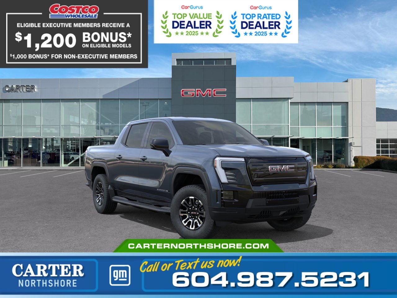 Exclusive savings are back for Costco members at Carter GM Northshore! Combining Costco bonuses with eligible manufacturer incentives for exceptional value. Receive a $1,200 Executive Member Bonus or your $1,000 Non-Executive Member Bonus on select models, plus additional manufacturer incentives for which members may qualify.   Visit us today or contact our team to confirm eligibility and secure your Costco member savings while this limited time offer lasts!  STANDARD RANGE ELEVATION, Google Built-in, Surround Vision, Drivers Safety Alert Seat, Front Pedestrian And Bicyclist Braking, Blind Zone Steering Assist, Universal Home Remote, Front and Rear Park Assist, Spoiler, Rear Pedestrian Alert, Hitch View, Drivers Safety Alert Seat and Power Hood. Test Drive Today!  WHY CARTER GM NORTHSHORE? - An unrivalled vehicle purchasing experience! - Exceeding our loyal customers expectations since 1990 - 4.7 Google star rating (with 1,700+ customer reviews) - CarGurus Top-Rated Dealer 2025 Award - CarGurus Top Value Dealer 2025 Award - Vehicle trades welcome! Best price guaranteed! - We provide upfront pricing, zero hidden fees, and 100% transparency - Fast approvals and 99% acceptance rates (no matter your current credit status!) - Multilingual staff (many languages spoken) - Comfortable non-pressured environment with in-store television, WIFI and a childrens play area!        Were here to help you drive the vehicle you want, the vehicle you deserve! QUESTIONS? GREAT! WEVE GOT ANSWERS! To speak with a friendly vehicle specialist - CALL NOW! The advertised price includes all standard dealer fees and any applicable manufacturer or dealer incentives. It does not include applicable taxes, licensing, insurance, or optional products or services. Dealer fees will be clearly broken out and itemized on the bill of sale, maximum total of fees $598.00. Prices are shown in Canadian dollars. While we make every effort to ensure accuracy, vehicle details, pricing, options, and availability are subject to change without notice. Please confirm all information with dealership sales management before purchase. Dealer Code: 81121