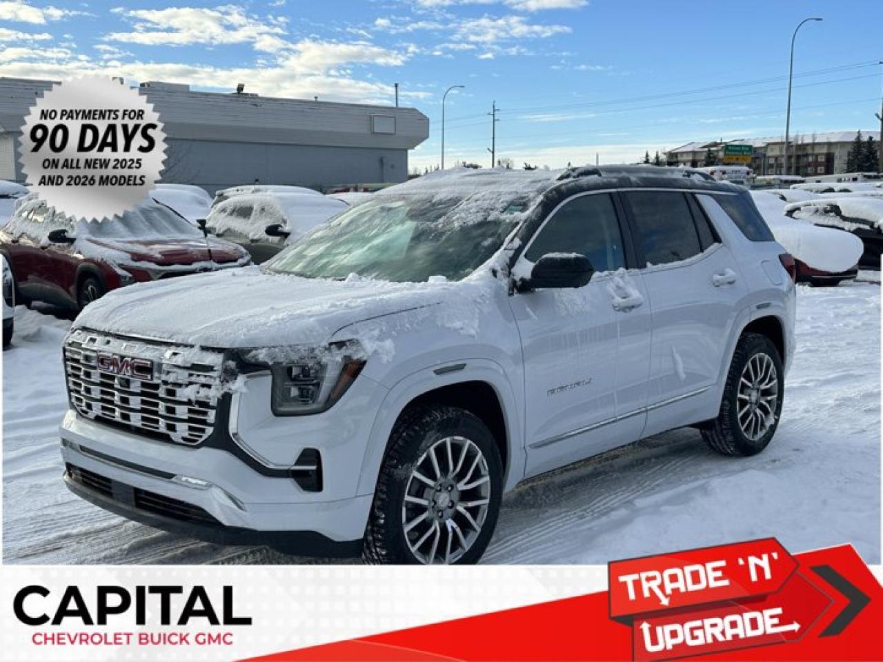 This GMC Terrain delivers a Turbocharged Gas I4 1.5L/-TBD- engine powering this Automatic transmission. TRANSMISSION, 8-SPEED AUTOMATIC, ELECTRONICALLY-CONTROLLED WITH OVERDRIVE includes Driver Shift Control (STD), GLACIER WHITE TRICOAT, ENGINE, 1.5L TURBO DOHC 4-CYLINDER, SIDI, VVT (175 hp [131.3 kW] @ 5800 rpm, 203 lb-ft of torque [275.0 Nm] @ 2000 - 4000 rpm). (STD).* This GMC Terrain Features the Following Options *ENGINE BLOCK HEATER, EBONY TWILIGHT METALLIC ROOF (Includes (DEU) Mirror caps, Ebony Twilight., DENALI PREFERRED EQUIPMENT GROUP includes standard equipment, Wireless Apple CarPlay/Wireless Android Auto, Wipers, Rainsense, Windows, express up/down driver and express down all passengers, Window, rear side, solar absorbing, privacy tinting, Wi-Fi Hotspot capable (Terms and limitations apply. See onstar.ca or dealer for details.), Wheels, 19 x 7.5 (48.3 cm x 19.1 cm) Midnight Silver, machined-face aluminum, Wheel, spare, 17 (43.2 cm) steel.* Visit Us Today *For a must-own GMC Terrain come see us at Capital Chevrolet Buick GMC Inc., 13103 Lake Fraser Drive SE, Calgary, AB T2J 3H5. Just minutes away!