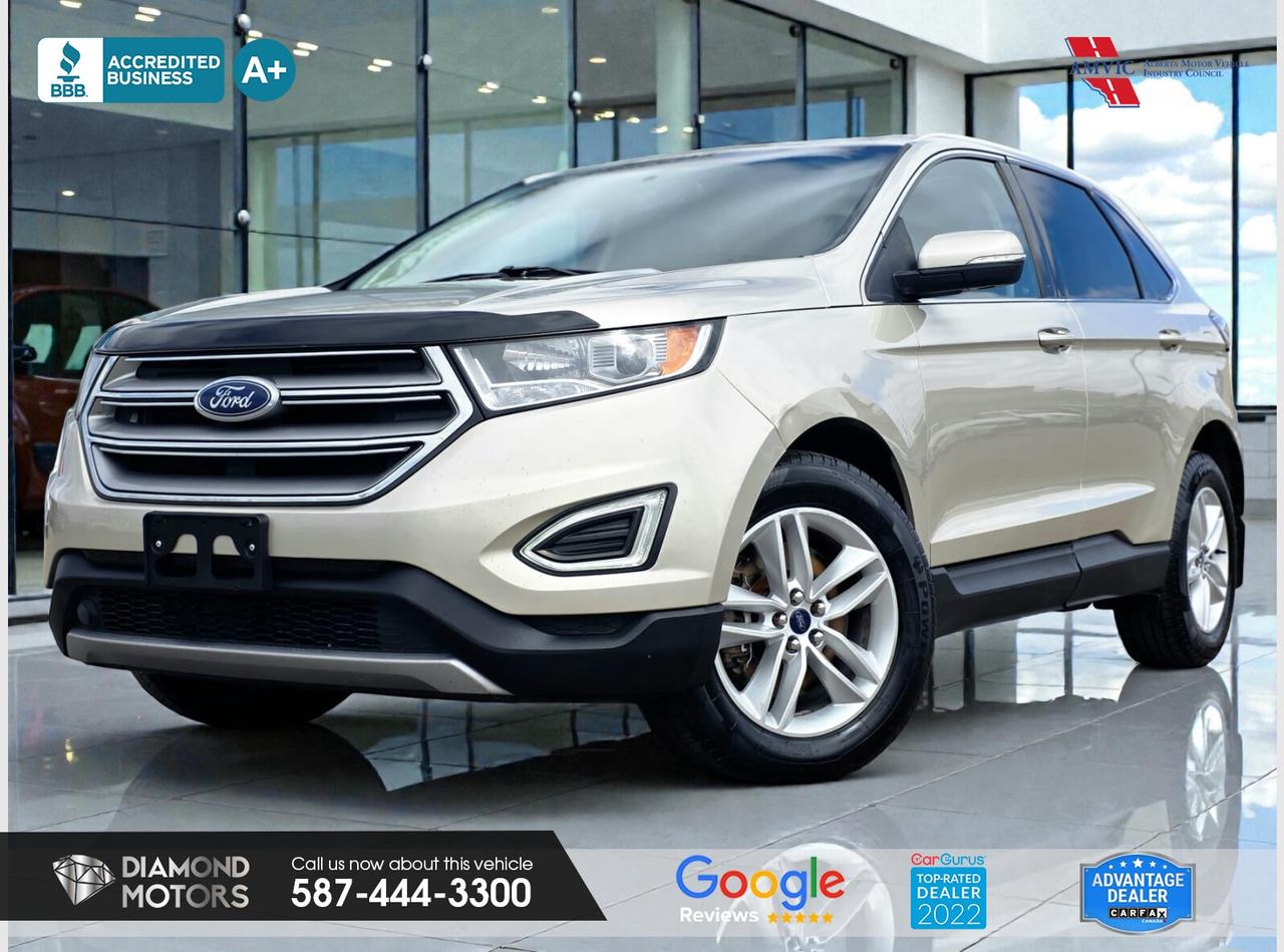 CLEARANCE PRICED  PRICED TO MOVE <br/> LIMITED TIME at Diamond Motors <br/> Drive away with a FREE 1-Year Warranty + low payments included at Listed Price. T&Cs Apply. <br/> 2L 4 CYLINDER ENGINE, NAVIGATION, LEATHER, HEATED SEATS, REMOTE STARTER, DUAL CLIMATE CONTROL, TWO SETS OF KEYS, KEYLESS ENTRY, POWER TAILGATE, POWER SEATS, AND MUCH MORE! <br/> <br/> <br/> Just Arrived 2018 Ford Edge SEL AWD Tan has 141,672 KM on it. 2L 4 Cylinder Engine engine, All-Wheel Drive, Automatic transmission, 5 Seater passengers, on special price for $17,900.00. <br/> <br/> <br/> Book your appointment today for Test Drive. We offer contactless Test drives & Virtual Walkarounds. Stock Number: 25147 <br/> Disclosure: This vehicle was previously registered in BC. Vehicle has passed all required inspections in Alberta. <br/> At Diamond Motors, we are dedicated to providing you with an outstanding car-buying experience, offering quality pre-owned vehicles at prices that fit your budget. Our transparent and honest approach means you can expect straightforward guidance without any high-pressure sales tactics. We believe in building lasting relationships with our customers by offering personalized service tailored to your needs. From the moment you step onto our lot, our team is here to support you every step of the way, ensuring you leave confident in your decision. Trust, integrity, and customer satisfaction are the foundation of everything we do. <br/> <br/> <br/> Why choose us? <br/> <br/> Certified Pre-Owned Vehicles <br/> Family Owned & Operated <br/> Finance Available <br/> Extended Warranty <br/> Vehicles Priced to Sell <br/> No Pressure Environment <br/> Inspection & Carfax Report <br/> Professionally Detailed Vehicles <br/> Full Disclosure Guaranteed <br/> AMVIC Licensed <br/> BBB Accredited Business <br/> CarGurus Top-rated Dealer 2022 & 2024 <br/> <br/> <br/> Phone to schedule an appointment @ 587-444-3300 or simply browse our inventory online www.diamondmotors.ca or come and see us at our location at <br/> 3403 93 street NW, Edmonton, T6E 6A4 <br/> <br/> <br/> To view the rest of our inventory: <br/> www.diamondmotors.ca/inventory <br/> <br/> <br/> This dealership provides all required disclosures in accordance with AMVIC regulations. A completed Mechanical Fitness Assessment and its associated inspection work order will be supplied with every vehicle. A Carfax (or equivalent) vehicle history report will also be provided, including available information on previous damage, accident history, stolen or salvage status, and jurisdictional records. <br/> Customers are encouraged to review all vehicle features, options, and equipment for accuracy prior to purchase. <br/>