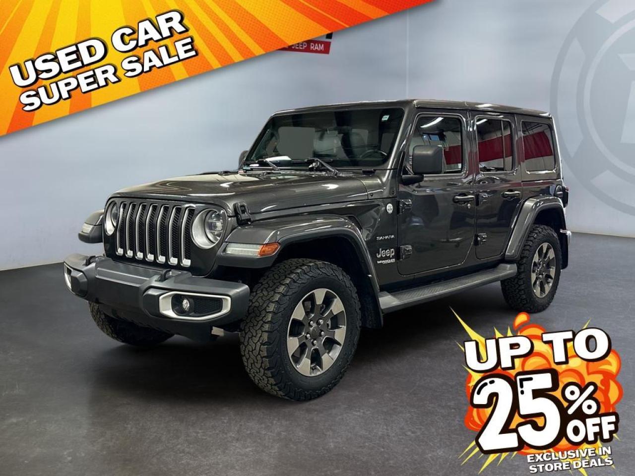 Used 2020 Jeep Wrangler Unlimited Sahara Leather - Heated Seats & Steering Wheel - Trailer Tow Pkg - 18 Wheels - Navigation - Trail Rated 4x4 for sale in Lethbridge, AB