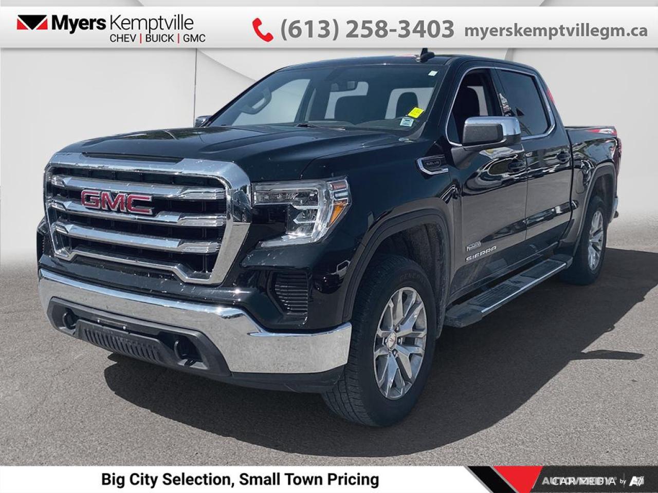 <b>Low Mileage, Apple CarPlay,  Android Auto,  Remote Keyless Entry,  Cruise Control,  Rear View Camera!</b><br> <br>     This  2020 GMC Sierra 1500 is for sale today. <br> <br>This GMC Sierra 1500 stands out against all other pickup trucks, with sharper, more powerful proportions that creates a commanding stance on and off the road. Next level comfort and technology is paired with its outstanding performance and capability. Inside, the Sierra 1500 supports you through rough terrain with expertly designed seats and a pro grade suspension. Youll find an athletic and purposeful interior, designed for your active lifestyle. Get ready to live like a pro in this amazing GMC Sierra 1500! This low mileage   4X4 pickup  has just 40,000 kms. Its  nice in colour  . It has an automatic transmission and is powered by a  smooth engine. <br> <br> Our Sierra 1500s trim level is SLE. Stepping up to this Sierra 1500 SLE is a great choice as it comes with enhanced features such as remote keyless entry, power windows and power door locks, a larger 8 inch touchscreen display with Apple CarPlay and Android Auto and bluetooth streaming audio and is 4G LTE capable. Additionally, this pickup truck also comes with a leather wrapped steering wheel, power-adjustable heated side mirrors, a locking tailgate, a rear vision camera, StabiliTrak, signature LED lighting, cruise control, air conditioning and a CornerStep rear bumper for added convenience. This vehicle has been upgraded with the following features: Apple Carplay,  Android Auto,  Remote Keyless Entry,  Cruise Control,  Rear View Camera,  Touch Screen,  Streaming Audio. <br> <br>To apply right now for financing use this link : <a href=https://www.myerskemptvillegm.ca/finance/ target=_blank>https://www.myerskemptvillegm.ca/finance/</a><br><br> <br/><br>Myers deals with almost every major lender and can offer the most competitive financing options available. All of our premium used vehicles are fully detailed, subjected to a minimum 150 point inspection and are fully backed by the dealership and General Motors. <br><br>For more details on our Myers Exclusive Engine Transmission for life coverage, follow this link: <a href=https://www.myerskanatagm.ca/myers-engine-transmission-for-life/>Life Time Coverage</a>*LIFETIME ENGINE TRANSMISSION WARRANTY NOT AVAILABLE ON VEHICLES WITH KMS EXCEEDING 140,000KM, VEHICLES 8 YEARS & OLDER, OR HIGHLINE BRAND VEHICLE(eg. BMW, INFINITI. CADILLAC, LEXUS...) o~o