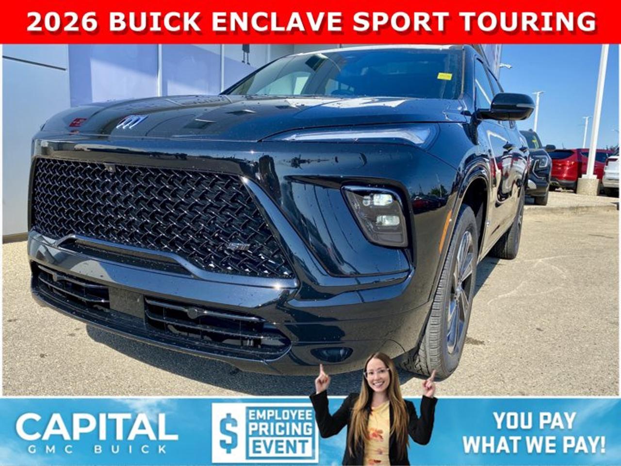 THE ALL-NEW 2026 BUICK ENCLAVE SPORT TOURING IS HERE! Come and experience it here and be the FIRST to own this incredible, fully redesigned 7-passenger luxury SUV. With options like Panoramic Sunroof, Technology Package, POWER PACKAGE, 360 CAM, Heated and Cooled Seats, Heated Steering, Remote Start, Customizable 30 ultra-wide digital display screen, and so much more, come and visit us to see this amazing vehicle!Ask for the Internet Department for more information or book your test drive today! Text 507-585-4395 for fast answers at your fingertips!AMVIC Licensed Dealer - Licence Number B1044900