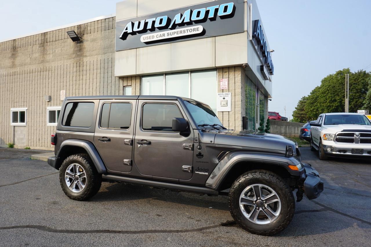 Used 2020 Jeep Wrangler UNLIMITED SAHARA 4WD CERTIFIED CAMERA NAV BLUTOOTH LEATHER HEATED SEATS CRUISE ALLOYS for sale in Burlington, ON