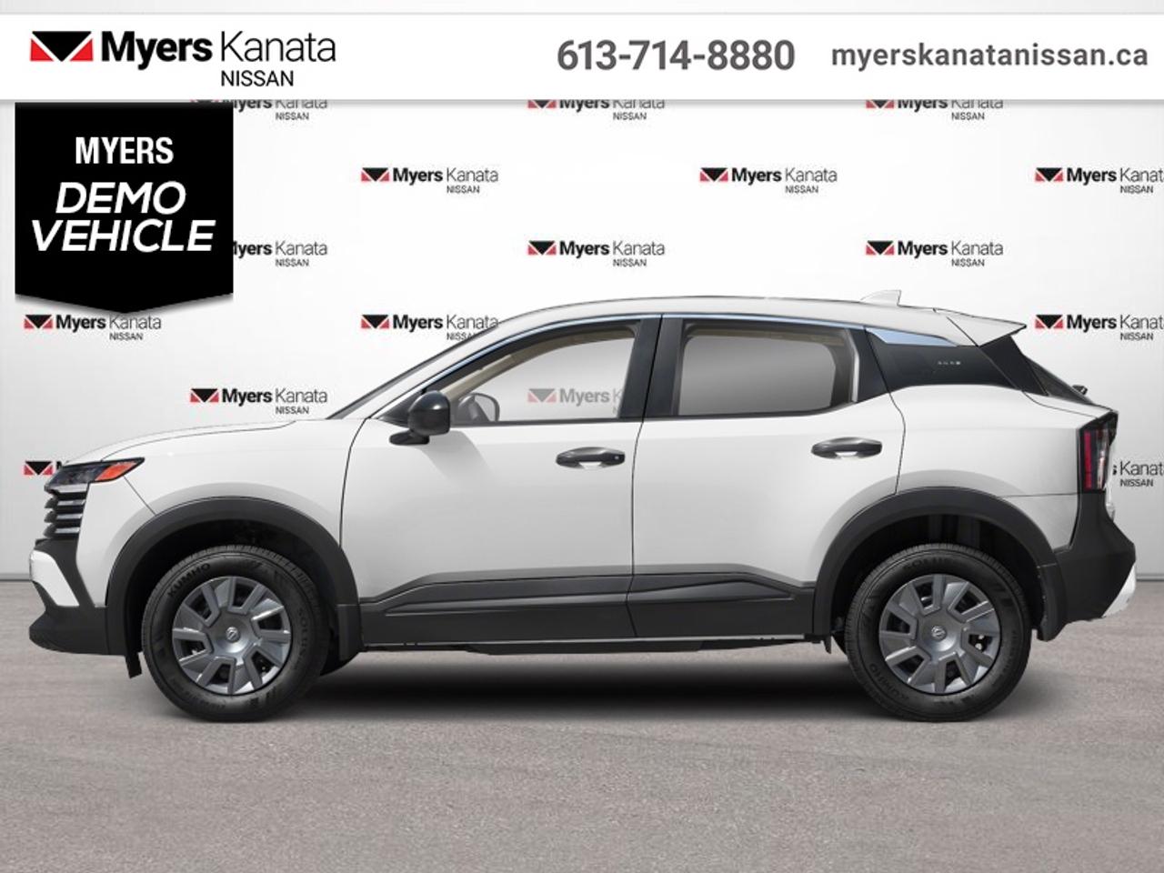 <b>Heated Seats,  Blind Spot Warning,  Lane Departure Warning,  Collision Mitigation!</b><br> <br>  Compare at $36577 - KANATA NISSAN PRICE is just $34507! <br> <br>This vehicle delivers a confident and efficient drive with refined handling, modern design, and a comfortable, tech-forward interior. This 2026 Nissan Kicks is for sale today in Kanata. This SUV has 10,561 km. Its Fresh Powder in colour. It has an Automatic transmission and is powered by a 141HP 2.0L 4 Cylinder Engine. <br> <br> Our Kickss trim level is S. The exterior features a modern, aerodynamic profile with body-coloured bumpers and black cladding for added style. Inside, the cabin is designed for comfort and connectivity, featuring heated front bucket seats, a 60/40 split-folding rear bench, a 12.3-inch colour touchscreen with NissanConnect, wireless Apple CarPlay and Android Auto, Bluetooth connectivity, and SiriusXM radio. Convenience features include push-button start, keyless entry, intelligent cruise control, power windows and locks, and ample interior storage. The interior also features sport-inspired design elements, soft-touch surfaces, and piano black accents for a refined look. Safety is prioritized with technologies such as Blind Spot Warning, Rear Cross Traffic Alert with Rear Automatic Braking, Intelligent Emergency Braking, Lane Departure Warning, multiple airbags including knee and side-impact protection, and Vehicle Dynamic Control for enhanced stability. This vehicle has been upgraded with the following features: Heated Seats, Blind Spot Warning, Lane Departure Warning, Collision Mitigation.<br> <br/><br>*LIFETIME ENGINE TRANSMISSION WARRANTY NOT AVAILABLE ON VEHICLES WITH KMS EXCEEDING 140,000KM, VEHICLES 8 YEARS & OLDER, OR HIGHLINE BRAND VEHICLE(eg. BMW, INFINITI. CADILLAC, LEXUS...)<br> Come by and check out our fleet of 80+ used cars and trucks and 100+ new cars and trucks for sale in Kanata.  o~o