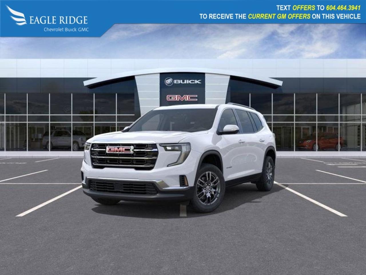 New 2026 GMC Acadia Elevation HD surround vision, 15-inch diagonal premium GMC infotainment system, up to 9 available camera views, and 11-inch diagonal Driver Information Centre. for sale in Coquitlam, BC