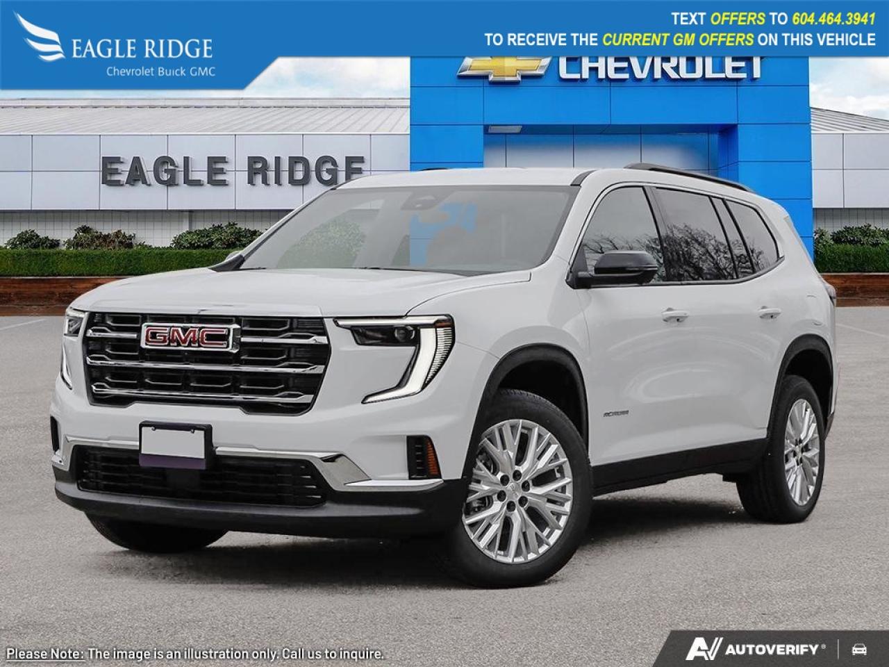 New 2026 GMC Acadia Elevation HD surround vision, 15-inch diagonal premium GMC infotainment system, up to 9 available camera views, and 11-inch diagonal Driver Information Centre. for sale in Coquitlam, BC