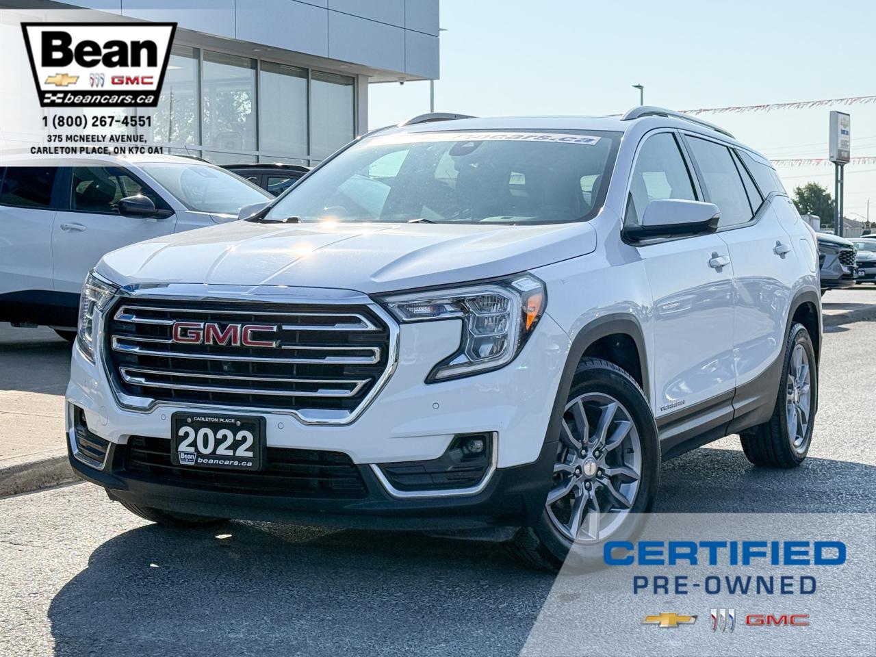 Used 2022 GMC Terrain ORIGINALLY PURCHASED & SERVICED AT OUR DEALERSHIP, ONE OWNER, CLEAN CARFAX, 1.5L 4CYL, SLT AWD, DUAL PANESUNROOF, HEAD UP DISPLAY, HEATED FRONT LEATHER SEATS, HEATED LEATHER WRAPPED STEERING WHEEL for sale in Carleton Place, ON