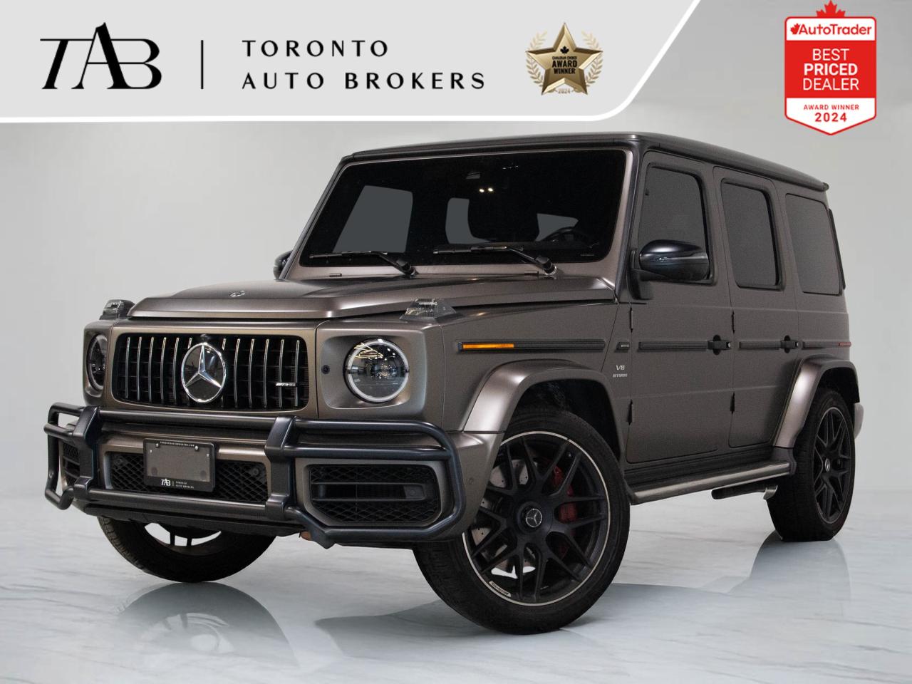 This beautiful 2021 Mercedes-Benz G63 AMG is a local Ontario vehicle with a remaining manufacture warranty until December 12th 2025 or up to 80,000 kms. The 2021 Mercedes-Benz G-Class 63 AMG Magno Edition is where iconic off-road heritage meets unapologetic luxury and performance. With its hand-built AMG V8, bold MANUFAKTUR Magno matte finish, and massive 22-inch wheels, it commands attention on any street.

Key features Include:

G 63 MANUFAKTUR Interior Package  $6,900
Monza Grey (Magno)  $6,150
Night Package  MAGNO  $4,750
Seat Comfort Package PLUS  $3,700
22" AMG Cross-Spoke Wheels  Matte Black  $3,500
G MANUFAKTUR Black Fiddleback Open-Pore  $1,000
Brush Guard in Night Black Magno  $1,500
AMG Drive Unit Steering Wheel Buttons  $600
Red Seat Belts  $250
AMG Performance steering wheel in Nappa leather
Dual 12.3-inch high-resolution displays (digital instrument cluster + infotainment)
Burmester Surround Sound System
Apple CarPlay and Android Auto
Nappa leather upholstery with MANUFAKTUR detailing
Heated and ventilated front seats
Heated rear seats
Multicontour front seats with massage function
64-color ambient lighting
Active Brake Assist
Blind Spot Assist
Active Lane Keeping Assist
PARKTRONIC with 360 camera
KEYLESS-GO with hands-free access
Adaptive cruise control (DISTRONIC)
Dual-zone automatic climate control


NOW OFFERING 3 MONTH DEFERRED FINANCING PAYMENTS ON APPROVED CREDIT. 

WE OFFER THE BEST FINANCE RATES, AND DONT CHARGE ANY FINANCING FEE 

Looking for a top-rated pre-owned luxury car dealership in the GTA? Look no further than Toronto Auto Brokers (TAB)! Were proud to have won multiple awards, including the 2024 AutoTrader Best Priced Dealer, the 2024 CarGurus Award, the 2025 Top Choice Award, the 2025 Consumer Satisfaction Award, the 2025 Canadian Choice Award, the 2025 Three Best Rated Dealer Award, and many more!

With 30 years of experience serving the Greater Toronto Area, TAB is a respected and trusted name in the pre-owned luxury car industry. Our 30,000 sq.Ft indoor showroom is home to a wide range of luxury vehicles from top brands like BMW, Mercedes-Benz, Audi, Porsche, Land Rover, Jaguar, Aston Martin, Bentley, Maserati, and more. And we dont just serve the GTA, were proud to offer our services to all cities in Canada, including Vancouver, Montreal, Calgary, Edmonton, Winnipeg, Saskatchewan, Halifax, and more.

At TAB, were committed to providing a no-pressure environment and honest work ethics. As a family-owned and operated business, we treat every customer like family and ensure that every interaction is a positive one. Come experience the TAB Lifestyle at its truest form, luxury car buying has never been more enjoyable and exciting!

We offer a variety of services to make your purchase experience as easy and stress-free as possible. From competitive and simple financing and leasing options to extended warranties, aftermarket services, and full history reports on every vehicle, we have everything you need to make an informed decision. We welcome every trade, even if youre just looking to sell your car without buying, and when it comes to financing or leasing, we offer same day approvals, with access to over 50 lenders, including all of the banks in Canada. Feel free to check out your own Equifax credit score without affecting your credit score, simply click on the Equifax tab above and see if you qualify.

Call us today or visit our website to learn more about our inventory and services. And remember, all prices exclude applicable taxes and licensing, and vehicles can be certified at an additional cost of $999.