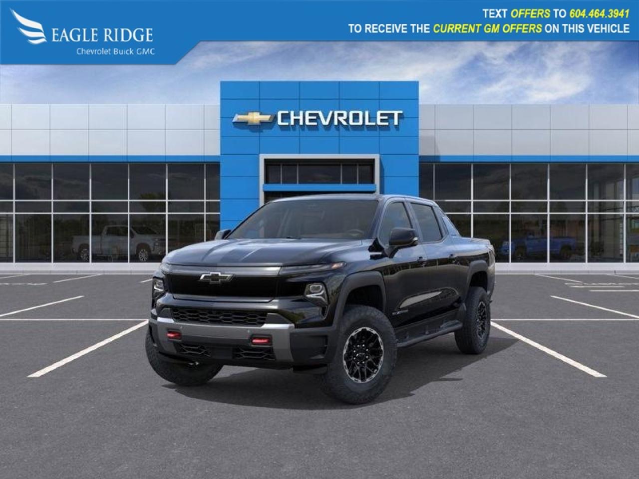 New 2026 Chevrolet Silverado EV Trail Boss wireless charging, Google Built-in, full-color navigation, adaptive cruise control, head-up display, HD surround vision, automatic braking, hitch guidance. for sale in Coquitlam, BC