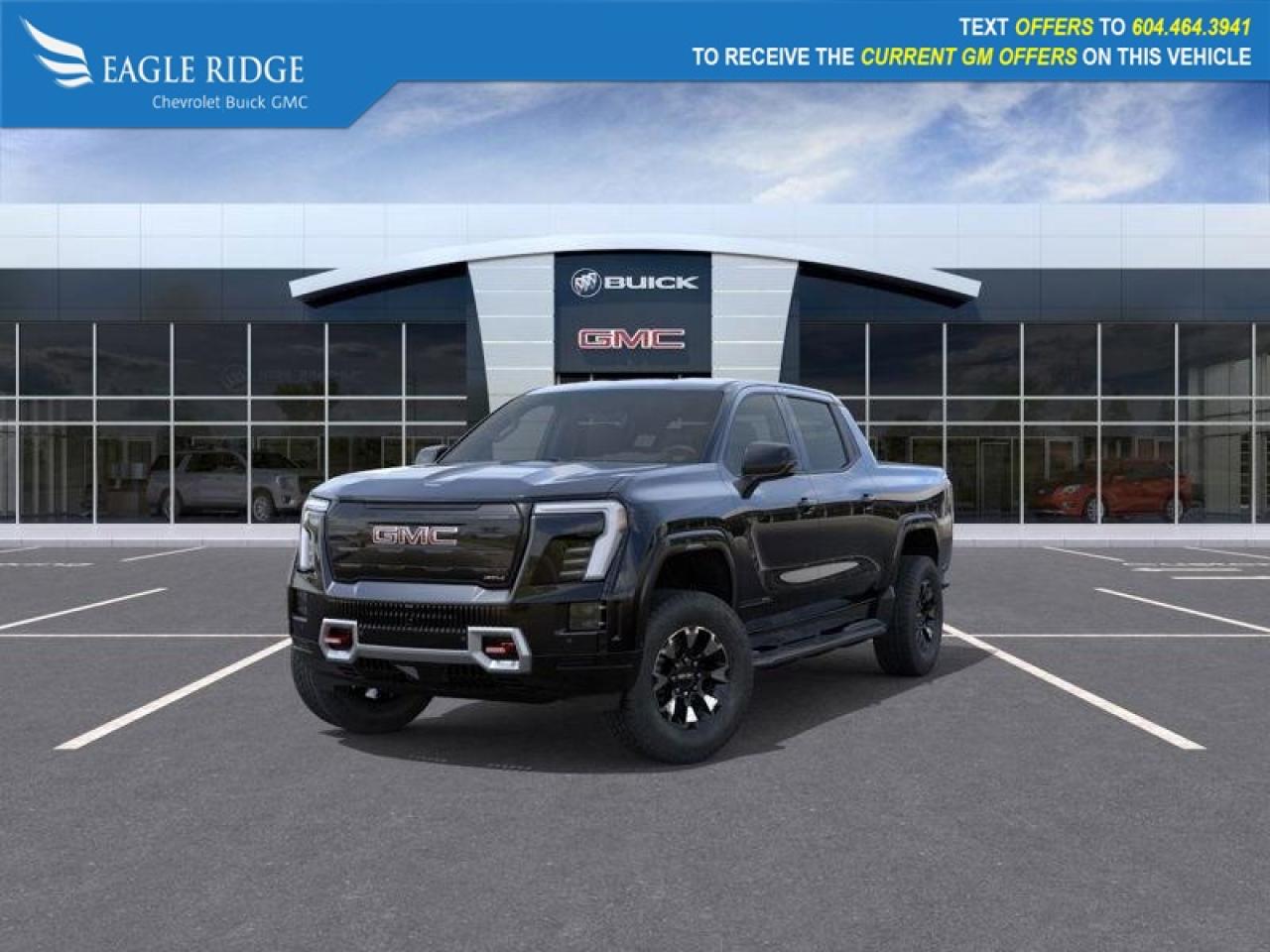 New 2026 GMC Sierra EV AT4 14-inch head-up display, front and rear automatic braking, trailer blind-spot monitoring, lane-keeping assist, trailer-sway control, and advanced safety systems. for sale in Coquitlam, BC