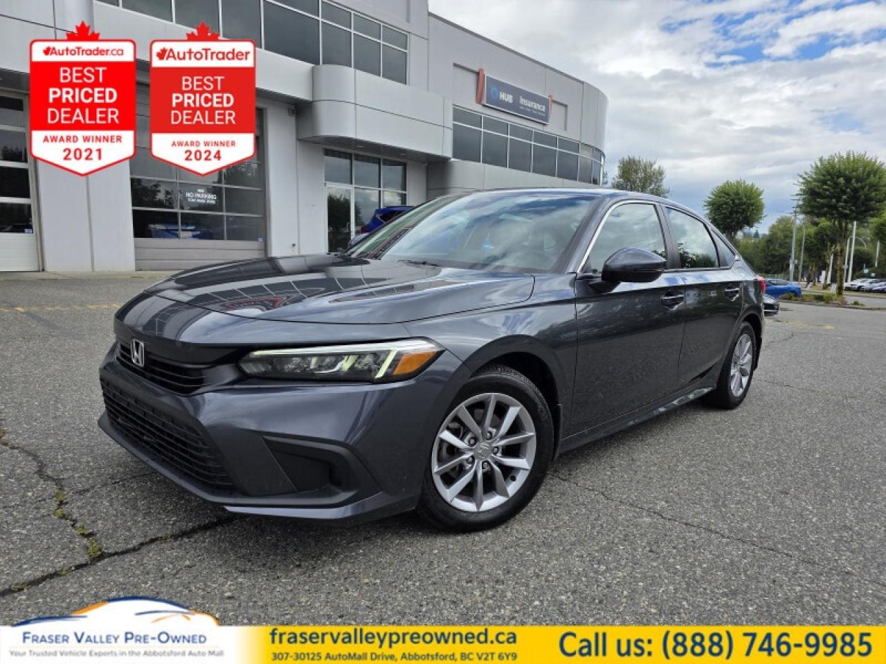 Used 2022 Honda Civic Sedan EX  - Sunroof -  Android Auto - $120.19 /Wk for sale in Abbotsford, BC