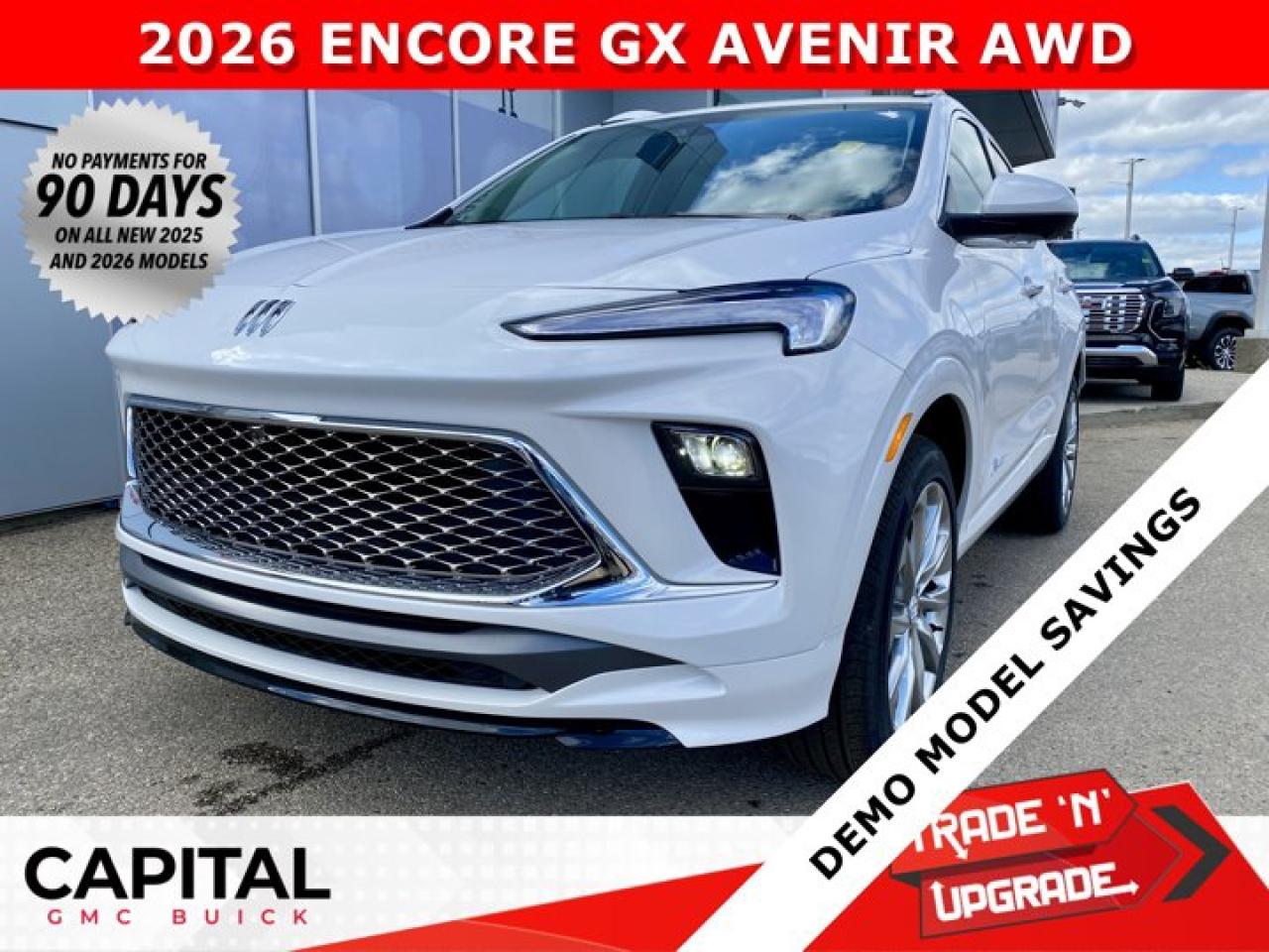 This 2026 ENCORE GX AVENIR is the definition of a luxury AWD SUV. With options like Avenir Technology & Convenience Packages, MASSIVE 11 diagonal HD color touchscreen, 360 Cam, Adaptive Cruise Control, Heated Seats, Heated Steering, Power Panoramic Sunroof, Rear Streaming Mirror, Back-Up Camera, Driver Confidence Package (All the safety features) and so much more... CALL NOWAsk for the Internet Department for more information or book your test drive today! Text 825-445-0521 for fast answers at your fingertips!AMVIC Licensed Dealer - Licence Number B1044900Disclaimer: All prices are plus taxes and include all cash credits and loyalties. See dealer for details. AMVIC Licensed Dealer # B1044900