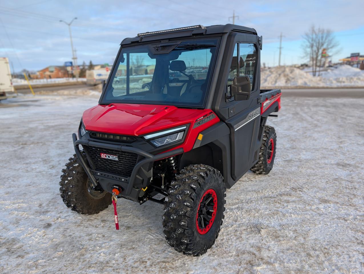 <p>Brand New Aodes Workcross 1000-3 HVAC</p><p>&nbsp;</p><p>START OF YEAR SALE, $2000 Freight and PDI INCLUDED</p><p>&nbsp;</p><p>Located in Steinbach at Stone Bridge Auto</p><p>&nbsp;</p><p>Tracks and snow plow kit available</p><p>&nbsp;&nbsp;</p><p>Equipped with a heating and cooled cab, a 976cc V-twin engine. Touch screen radio with Apple CarPlay/Android Auto, including back up camera. Selectable 2WD-4WD-4WD front locking differential, TURF MODE. Independent dual A-arm front & rear, front wiper and washer fluid, and adjustable coil over spring rate. 3 mode adjustable power steering, and a 3500lb winch. Factory Bead lock wheels and light bar. MATTRACKS kits in-stock.</p><p>&nbsp;</p><p>For more information visit aodescanada.ca</p><p>3 year limited warranty, financing available.&nbsp;</p><p>&nbsp;</p><p>Dealer permit #5000</p><p>&nbsp;</p>
