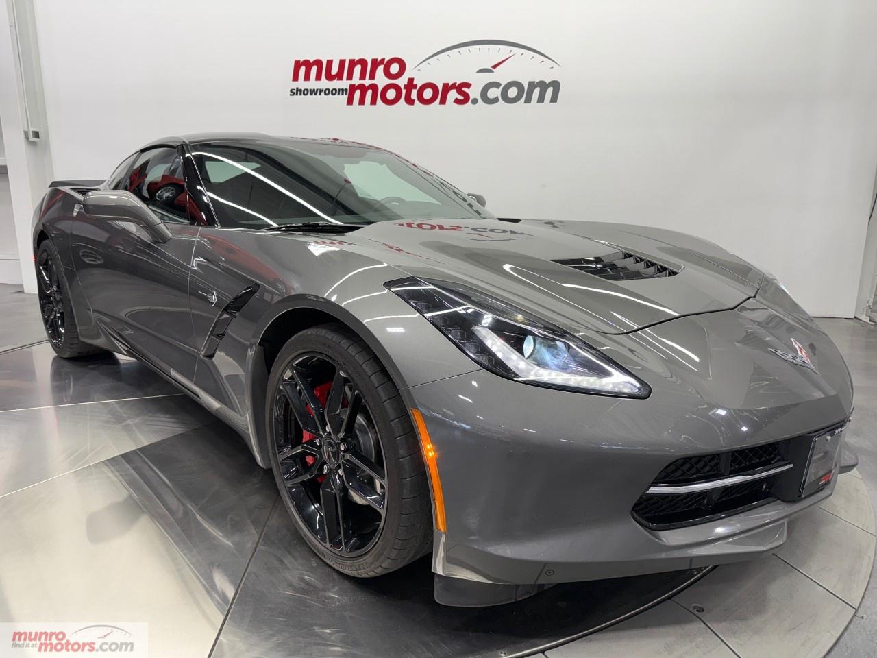 <p><span style=color:rgb( 13 , 13 , 13 )>Vehicle Highlights include: NPP Performance Exhaust (Dual Mode), Black Z51 Style Wheels, Bright Red Brake Calipers, Transparent Removeable Roof, Carbon Flash Rear Spoiler, Carbon Flash Vents, Chrome Badge Package, High Intensity HID Headlamps, & Body Coloured Heated Power Adjustable Mirrors. </span></p><p><span style=color:rgb( 13 , 13 , 13 )>The Stingray is one of the most iconic car names ever. With its long hood draped over a perfectly balanced chassis & precision-crafted interior, Stingray is a modern interpretation of the Corvette legacy. </span></p><p><span style=color:rgb( 13 , 13 , 13 )>This example is shown in Shark Grey Metallic with Jet Black Leather Bucket Seats. </span></p><p><span style=color:rgb( 13 , 13 , 13 )>The 6.2L LT1 V8 produces 460HP & is paired to a 8 Speed Automatic Transmission with Paddles. </span></p><p><span style=color:rgb( 13 , 13 , 13 )>Additionally, youll enjoy the standard Corvette features such as: 8 Way Driver/Passenger Seats, Audio/Voice/Driver Info Centre Steering Wheel Controls, Leather Power Tilt/Telescopic Wheel, Cruise Control, Dual Zone Climate Control, Power Windows/Locks, 8" Diagonal Touchscreen, Rear Camera, OnStar Navigation by Subscription, Remote Trunk Release, Keyless Entry with Remote Start, Anti-Theft System, & a Bose 9 Speaker Stereo System. </span></p><p><span style=color:rgb( 13 , 13 , 13 )>With exceptional Performance, Style, Comfort, Features, & most of all Value, the 2015 Corvette Stingray Coupe is a remarkable sports car. </span></p><p><span style=color:rgb( 13 , 13 , 13 )>This Corvette has a clean Carfax and low kms. Come on down to Munro Motors & see this one for yourself, its in stock. We will look forward to seeing you real soon!</span></p><p></p><p>Carfax: <a target=_blank rel=noopener noreferrer nofollow href=https://vhr.carfax.ca/en/?id=N054zi0g%2Fp4wVj13Oj7LzowoX10bWFZn>https://vhr.carfax.ca/en/?id=N054zi0g%2Fp4wVj13Oj7LzowoX10bWFZn</a></p><p></p><p>Check us out on youtube: click here</p><p>Like us on Facebook: <a target=_blank rel=noopener noreferrer nofollow href=https://www.facebook.com/munromotors/>https://www.facebook.com/munromotors/</a></p><p>We are located in Brantford, Ontario; Telephone City and the hometown of hockey legend Wayne Gretzky. Formerly located in St. George, Ontario for ten years, we are still east of London, south of Cambridge, and west of Hamilton. In order to get our customers to come here, we have to have great prices and then when you get here, we have to have a great car in order to earn your business.</p><p>Our business hours are Monday to Friday 10am to 5pm. We are closed on Saturdays and Sundays.</p><p>At Munro Motors, we find unique vehicles and post our entire stock online in order to ensure that our vehicles find their happy home.</p><p>To ensure our customers can get what they've always wanted, we offer financing services through TD Auto Finance, Desjardins, CIBC Auto Finance and Independent Leasing Companies on vehicles that are less than ten model years old and boats that are less than twenty-five model years old.</p><p>We also offer warranty products through Lubrico and GVC warranties to ensure that your mechanical baby stays in tip-top condition.</p><p>All of our vehicles are hand-picked by the very knowledgeable owner, Andy Munro, who has been connecting people to their dreams for many years.</p><p><a target=_blank rel=noopener noreferrer nofollow href=http://Munromotors.com>Munromotors.com</a></p><p>Email: <u>sales@munromotors.com</u></p><p>Most of our vehicles are already reconditioned, saftied, etested and ready to drive home with you.</p><p>Delivery is available. Ask for details</p><p>All prices are subject to HST and licensing, no hidden fees.</p>