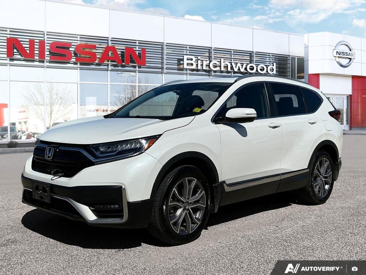 AWD | Leather | Apple CarPlay | Lane Assist | Back-up camera
Discover luxury and versatility in this 2020 Honda CR-V Touring AWD. With only 88,059 km on the odometer, this gently used SUV offers exceptional value and performance.

Key Features:
- Powerful 1.5L 4-cylinder engine with AWD for optimal handling
- Leather-trimmed seating with heated front seats for ultimate comfort
- Advanced 331-Watt Premium Audio System with Apple CarPlay and Android Auto
- Power liftgate and panoramic sunroof for added convenience
- Honda Sensing suite of safety features, including Lane Keeping Assist and Blind Spot Information
- Wireless phone charging and multiple USB ports for seamless connectivity
- Stylish Platinum White Pearl exterior paired with a sophisticated Black interior

Experience the perfect blend of comfort, technology, and safety in this well-maintained Honda CR-V. Ready to take it for a spin? Contact Birchwood Nissan today to schedule your test drive or start the purchase process online. Our team is here to answer any questions and ensure a smooth, enjoyable car-buying experience.
We are here to buy, sell, and service your vehicle! All pre-owned vehicles from Birchwood Nissan come with:
A full CARFAX vehicle report.
Mandatory alignment on every vehicle
A fresh oil change and full tank of fuel on delivery
Service records (if available)
Interested in seeing/hearing more? Come down to Birchwood Nissan to experience Car Buying the right way! Book your appointment today at 204-261-3490.
Dealer Permit #0086
Dealer permit #0086