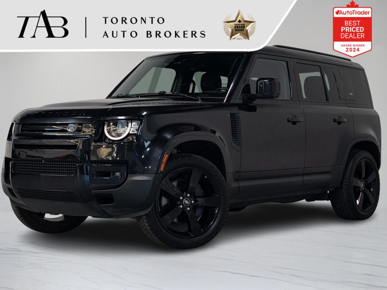 This beautiful 2022 Land Rover Defender 110 S is a Canadian vehicle. The 2022 Land Rover Defender 110 S is rugged capability wrapped in modern luxury  with bold carbon fibre accents, a powerful Meridian sound system, and massive 22-inch wheels that make a statement everywhere you go.

Key features Include:

8-speed automatic transmission
All-Wheel Drive with Terrain Response 2
Adaptive Dynamics & Electronic Air Suspension
22-inch alloy wheels
Carbon fibre interior and exterior trim accents
Meridian premium surround sound system
Pivi Pro infotainment with 10-inch touchscreen
Apple CarPlay & Android Auto integration
Digital driver display
Panoramic roof 
Heated leather seating with memory function
Advanced driver assistance (Blind Spot Assist, Lane Keep Assist, Traffic Sign Recognition)
360 Surround Camera with ClearSight Ground View
LED headlights with Auto High Beam Assist

NOW OFFERING 3 MONTH DEFERRED FINANCING PAYMENTS ON APPROVED CREDIT. 

WE OFFER THE BEST FINANCE RATES, AND DONT CHARGE ANY FINANCING FEE 

Looking for a top-rated pre-owned luxury car dealership in the GTA? Look no further than Toronto Auto Brokers (TAB)! Were proud to have won multiple awards, including the 2024 AutoTrader Best Priced Dealer, the 2024 CarGurus Award, the 2025 Top Choice Award, the 2025 Consumer Satisfaction Award, the 2025 Canadian Choice Award, the 2025 Three Best Rated Dealer Award, and many more!

With 30 years of experience serving the Greater Toronto Area, TAB is a respected and trusted name in the pre-owned luxury car industry. Our 30,000 sq.Ft indoor showroom is home to a wide range of luxury vehicles from top brands like BMW, Mercedes-Benz, Audi, Porsche, Land Rover, Jaguar, Aston Martin, Bentley, Maserati, and more. And we dont just serve the GTA, were proud to offer our services to all cities in Canada, including Vancouver, Montreal, Calgary, Edmonton, Winnipeg, Saskatchewan, Halifax, and more.

At TAB, were committed to providing a no-pressure environment and honest work ethics. As a family-owned and operated business, we treat every customer like family and ensure that every interaction is a positive one. Come experience the TAB Lifestyle at its truest form, luxury car buying has never been more enjoyable and exciting!

We offer a variety of services to make your purchase experience as easy and stress-free as possible. From competitive and simple financing and leasing options to extended warranties, aftermarket services, and full history reports on every vehicle, we have everything you need to make an informed decision. We welcome every trade, even if youre just looking to sell your car without buying, and when it comes to financing or leasing, we offer same day approvals, with access to over 50 lenders, including all of the banks in Canada. Feel free to check out your own Equifax credit score without affecting your credit score, simply click on the Equifax tab above and see if you qualify.

So if youre looking for a luxury pre-owned car dealership in Toronto, look no further than TAB! We proudly serve the GTA, including Toronto, Etobicoke, Woodbridge, North York, York Region, Vaughan, Thornhill, Richmond Hill, Mississauga, Scarborough, Markham, Oshawa, Peteborough, Hamilton, Newmarket, Orangeville, Aurora, Brantford, Barrie, Kitchener, Niagara Falls, Oakville, Cambridge, Kitchener, Waterloo, Guelph, London, Windsor, Orillia, Pickering, Ajax, Whitby, Durham, Cobourg, Belleville, Kingston, Ottawa, Montreal, Vancouver, Winnipeg, Calgary, Edmonton, Regina, Halifax, and more.

Call us today or visit our website to learn more about our inventory and services. And remember, all prices exclude applicable taxes and licensing, and vehicles can be certified at an additional cost of $999.
