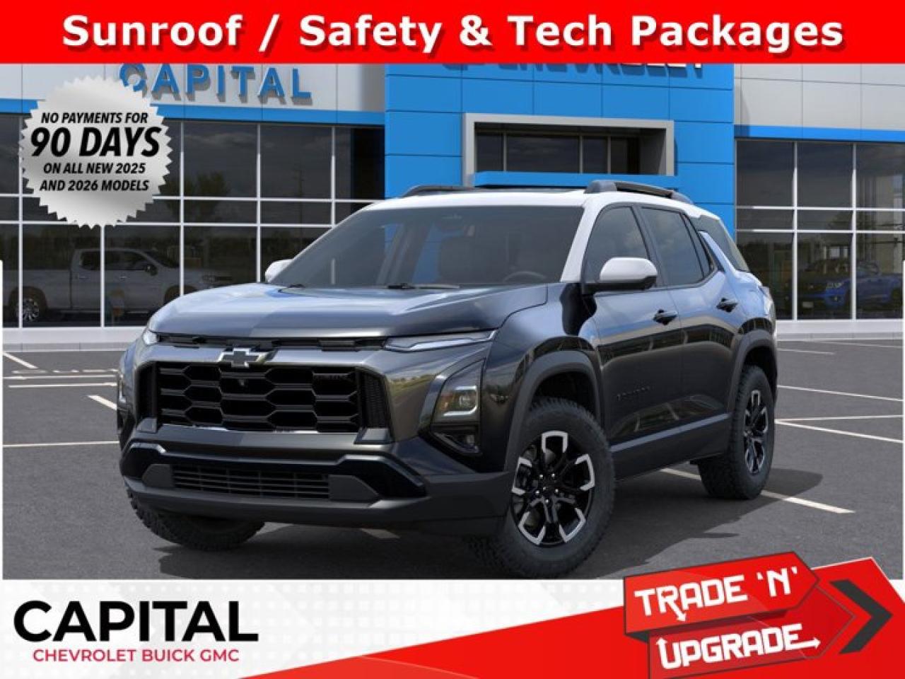 This Chevrolet Equinox boasts a Turbocharged Gas I4 1.5L/ engine powering this Automatic transmission. TRANSMISSION, 8-SPEED AUTOMATIC (STD), SUNROOF, POWER, DUAL GLASS, PANORAMIC, SLIDING with power sunshade, SUMMIT WHITE ROOF.*This Chevrolet Equinox Comes Equipped with These Options *SAFETY AND TECHNOLOGY PACKAGE includes (DRZ) Rear Camera Mirror, (T3U) front fog lamps, (UKK) Rear Pedestrian Alert, (UV2) HD Surround Vision and (UVX) Traffic Sign Recognition., LPO, FLOOR LINER PACKAGE Includes (RIA) All-weather floor liners, LPO, (RIS) Second Row All-weather mat, LPO and (VLI) Cargo mat, LPO., CONVENIENCE PACKAGE III includes (A7K) 8-way power front passenger seat adjuster, (KU1) ventilated driver seat (KU3) ventilated front passenger seat, (KA6) heated rear outboard seats, (AT9) 2-way power front passenger lumbar seat adjuster and (A45) memory settings , MOSAIC BLACK METALLIC, LPO, SECOND ROW ALL-WEATHER MAT, LPO, ALL-WEATHER FLOOR LINERS, ENGINE, 1.5L TURBO DOHC 4-CYLINDER, SIDI, VVT (STD), ENGINE BLOCK HEATER, ACTIV PREFERRED EQUIPMENT GROUP includes standard equipment, Wireless Phone Charging, for portable devices.* Stop By Today *Test drive this must-see, must-drive, must-own beauty today at Capital Chevrolet Buick GMC Inc., 13103 Lake Fraser Drive SE, Calgary, AB T2J 3H5.