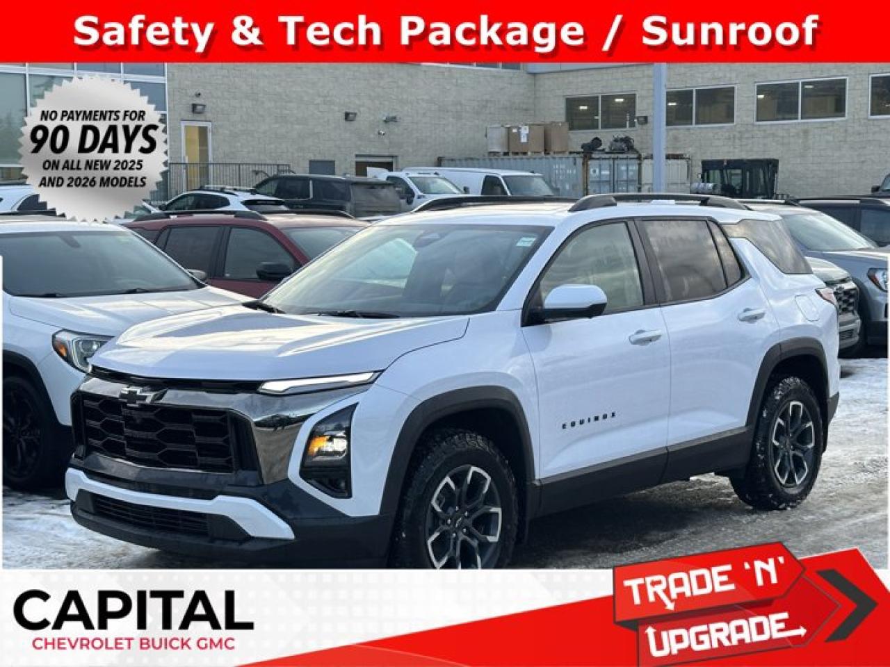 This Chevrolet Equinox delivers a Turbocharged Gas I4 1.5L/ engine powering this Automatic transmission. TRANSMISSION, 8-SPEED AUTOMATIC (STD), SUNROOF, POWER, DUAL GLASS, PANORAMIC, SLIDING with power sunshade, SAFETY AND TECHNOLOGY PACKAGE includes (DRZ) Rear Camera Mirror, (T3U) front fog lamps, (UKK) Rear Pedestrian Alert, (UV2) HD Surround Vision and (UVX) Traffic Sign Recognition..* This Chevrolet Equinox Features the Following Options *LPO, FLOOR LINER PACKAGE Includes (RIA) All-weather floor liners, LPO, (RIS) Second Row All-weather mat, LPO and (VLI) Cargo mat, LPO., CONVENIENCE PACKAGE III includes (A7K) 8-way power front passenger seat adjuster, (KU1) ventilated driver seat (KU3) ventilated front passenger seat, (KA6) heated rear outboard seats, (AT9) 2-way power front passenger lumbar seat adjuster and (A45) memory settings , LPO, FRONT AND REAR SPLASH GUARDS, CUSTOM MOULDED, LPO, ALL-WEATHER FLOOR LINERS, ENGINE, 1.5L TURBO DOHC 4-CYLINDER, SIDI, VVT (STD), ENGINE BLOCK HEATER, ACTIV PREFERRED EQUIPMENT GROUP includes standard equipment, Wireless Phone Charging, for portable devices, Wireless Apple CarPlay/Wireless Android Auto, Wipers, front rain-sensing, intermittent.* Visit Us Today *Come in for a quick visit at Capital Chevrolet Buick GMC Inc., 13103 Lake Fraser Drive SE, Calgary, AB T2J 3H5 to claim your Chevrolet Equinox!