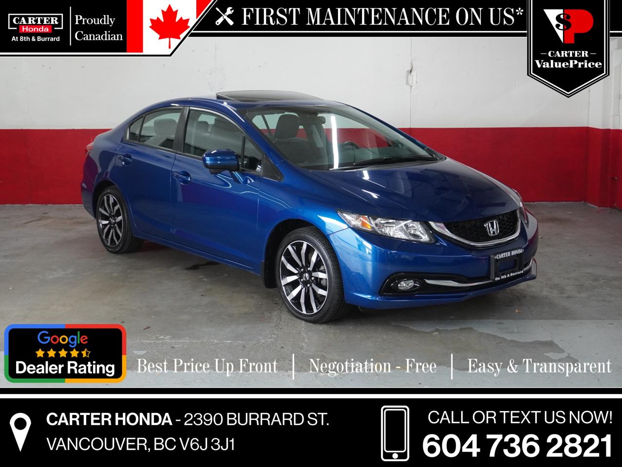 Used 2015 Honda Civic TOURING GPS, LEATHER, BLIND SPOT CAM, SUNROOF for sale in Vancouver, BC