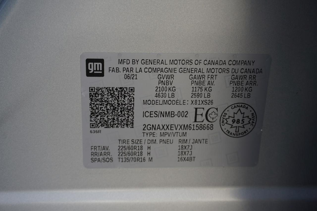 2021 Chevrolet Equinox PREMIER AWD CERTIFIED *ACCIDENT FREE* CAMERA BLUETOOTH LEATHER HEATED SEATS CRUISE ALLOYS Photo