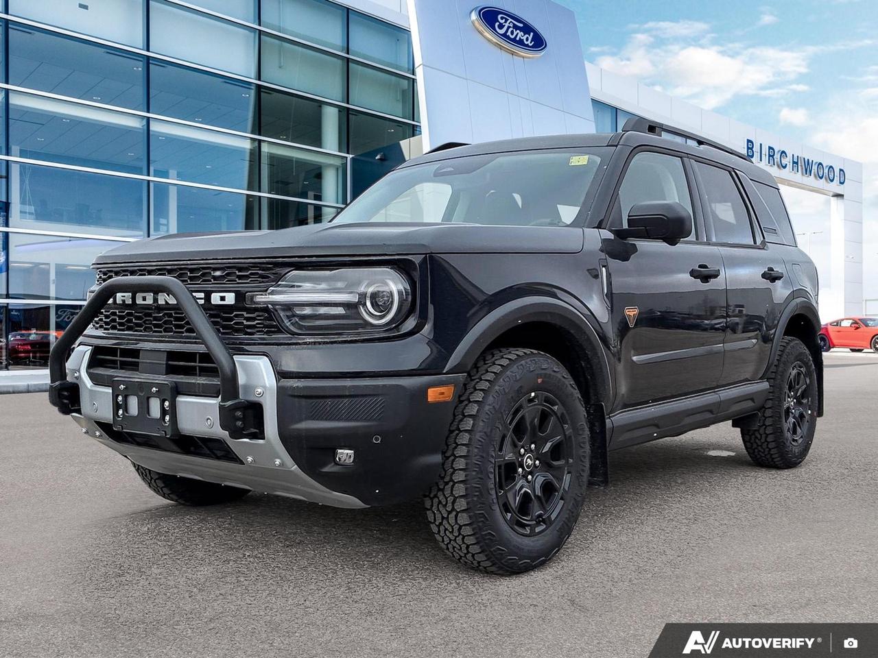 The 2025 Ford Bronco Sport Badlands in Shadow Black is built for those who want genuine off-road capability without sacrificing everyday comfort. This clearance-priced unit comes loaded with the Sasquatch Package, a moonroof, and the 400A equipment group  making it one of the most capable and well-equipped Bronco Sports on the lot. With only 1,200 km on the clock, its essentially new.

- Sasquatch Package for enhanced off-road performance and ground clearance
- Moonroof for an open-air driving experience
- 2.0L 4-cylinder engine paired with 4WD and automatic transmission
- Adaptive Cruise Control with Stop-and-Go for relaxed highway driving
- Voice Activated Dual Zone Front Automatic Air Conditioning
- Heated leatherette steering wheel and leather rear seat
- Comprehensive safety suite including BLIS Blind Spot, Lane Centering, Evasion Assist, Aerial View Camera, and Reverse Brake Assist
- Front and rear parking sensors plus back-up camera for confident maneuvering

Ready to take the Badlands home? This is a clearance unit, so availability wont last. Visit Birchwood Ford online at birchwoodford.ca to reserve it, start your purchase, or book a test drive  or contact us directly with any questions. Our team is here to make the process straightforward and enjoyable.
Birchwood Ford is your choice for New Ford vehicles in Winnipeg. 

At Birchwood Ford, we hold ourselves to the highest standard. Our number one focus is customer satisfaction which has awarded us the Ford of Canadas Presidents Award for 5 consecutive years. This honour is presented to Ford dealers that have proven outstanding results in Sales and Customer Service Excellence.

Are you a newcomer to Canada, recent graduate, first time car buyer or physically challenged? Ask us about our exclusive rebates and how they may apply to you.
 
Interested in seeing/hearing more? Book a test drive or give us a call at (204) 661-9555 and we can help you with whatever you need!

Dealer permit #4454
Dealer permit #4454