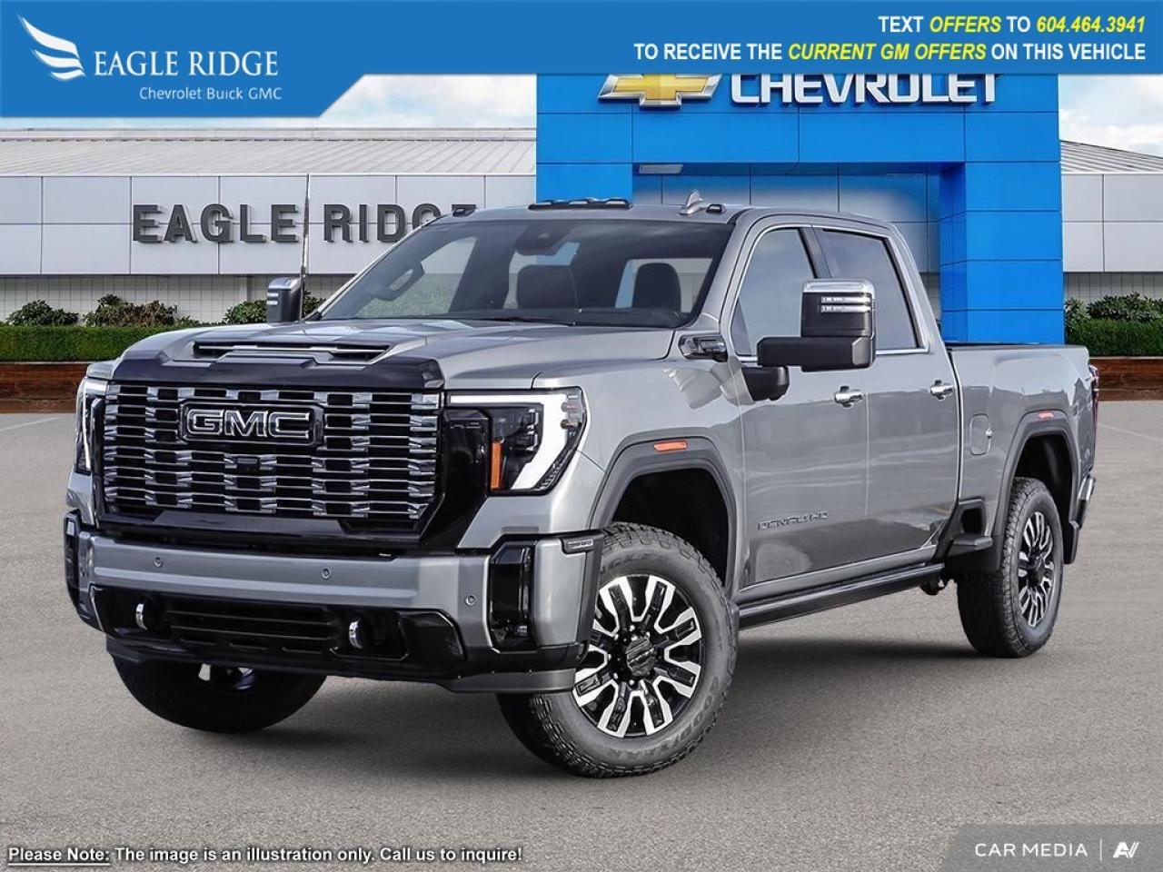 New 2025 GMC Sierra 3500 HD Denali Ultimate WiFi compatibility, wireless charging, wireless smartphone connectivity, Bose audio, rear media system, hands-free Super Cruise compatibility, digital rearview mirror, enhanced trailering assistance, for sale in Coquitlam, BC