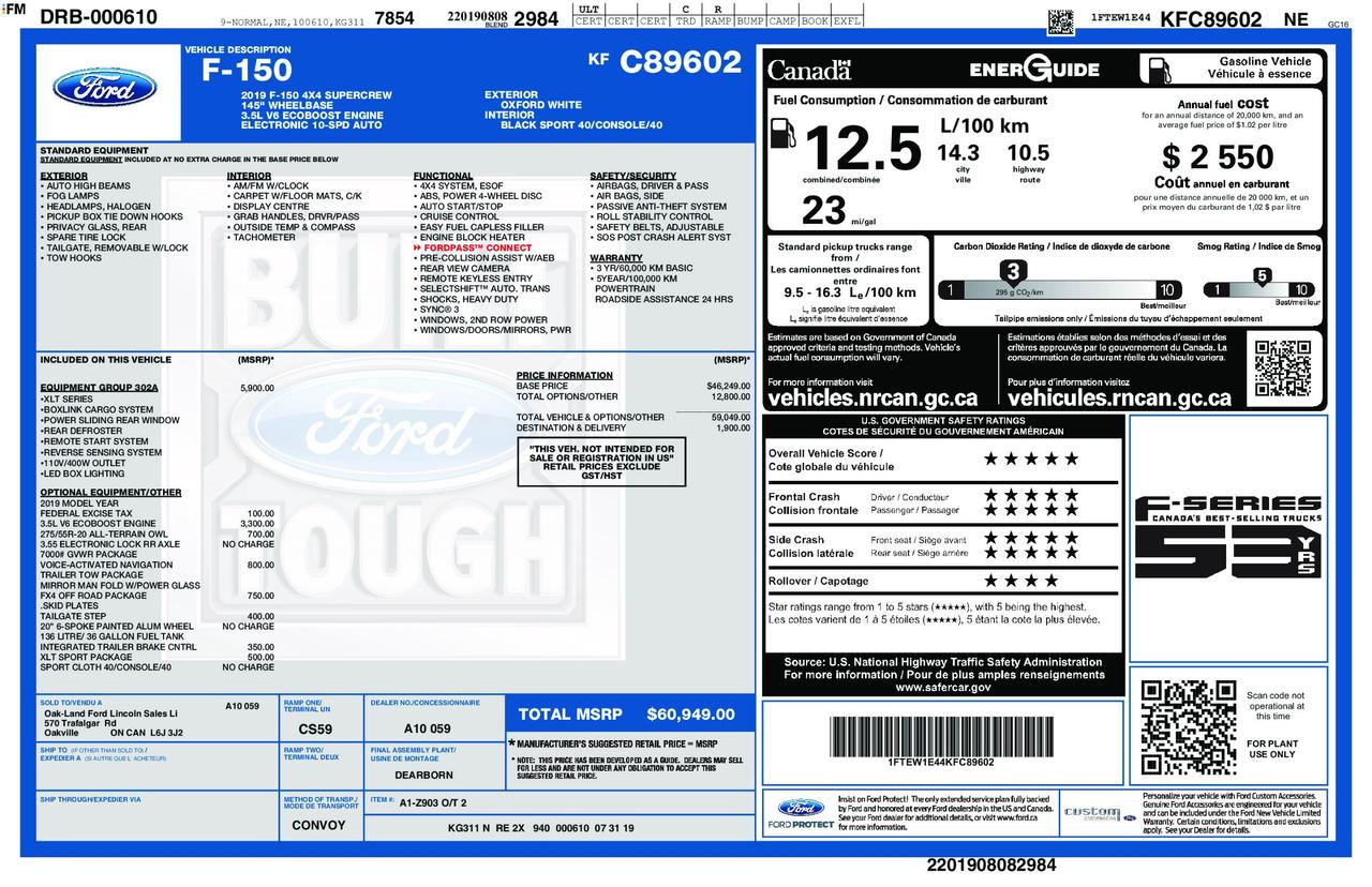 2019 Ford F-150 XLT 302A | ACCIDENT FREE | 1 OWNER | FX4 | NAV | SPORT Photo