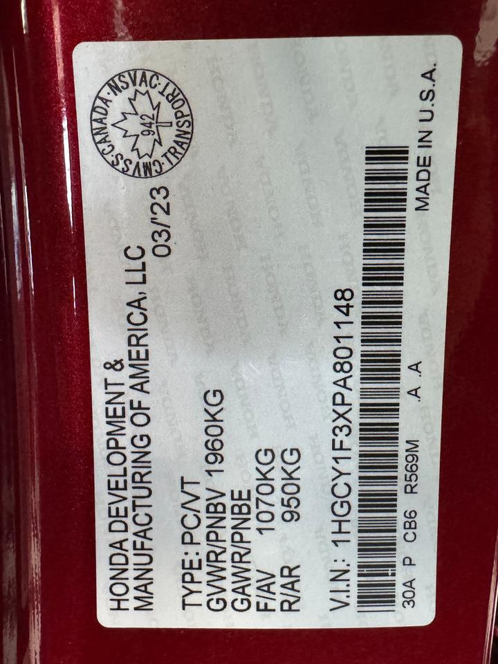 2023 Honda Accord EX+Roof+Adapive Cruise+LKA+BSM+CLEAN CARFAX Photo