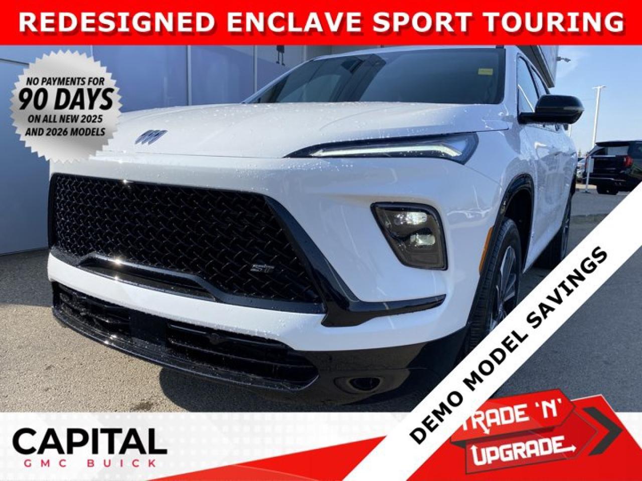 THE 2026 BUICK ENCLAVE SPORT TOURING IS HERE! Come and experience this incredible, fully redesigned 7-passenger luxury SUV. With options like Panoramic Sunroof, Technology Package, POWER PACKAGE, 360 CAM, Heated and Cooled Seats, Heated Steering, Remote Start, Customizable 30 ultra-wide digital display screen, and so much more, come and visit us to see this amazing vehicle!Ask for the Internet Department for more information or book your test drive today! Text 825-445-0521 for fast answers at your fingertips!AMVIC Licensed Dealer - Licence Number B1044900Disclaimer: All prices are plus taxes and include all cash credits and loyalties. See dealer for details. AMVIC Licensed Dealer # B1044900