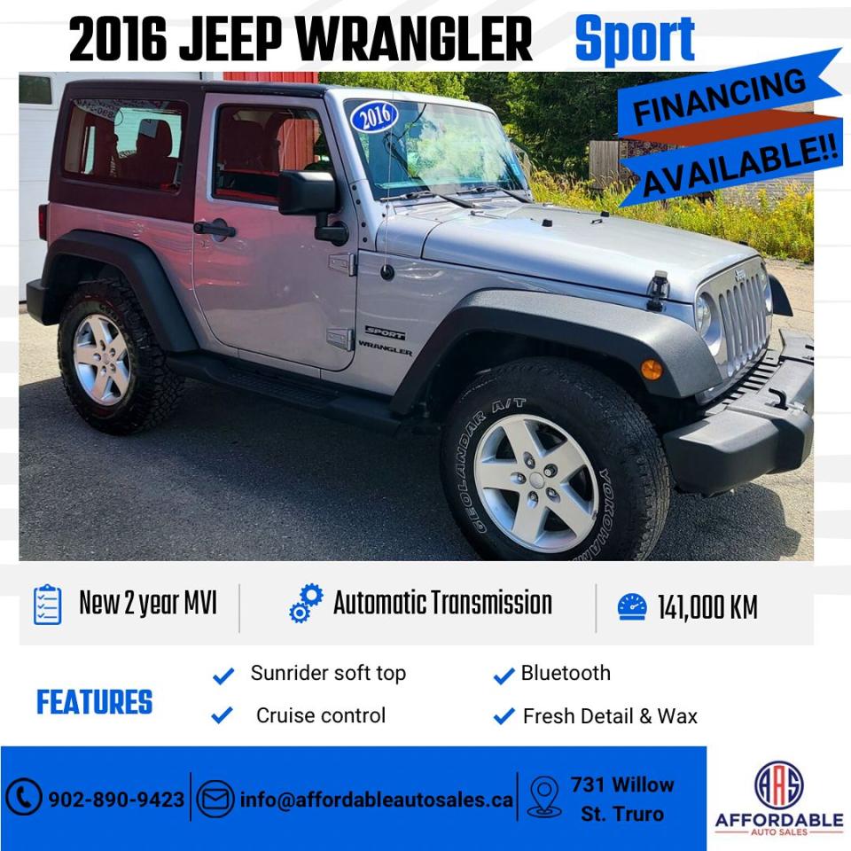 Used 2016 Jeep Wrangler SPORT for sale in Truro, NS