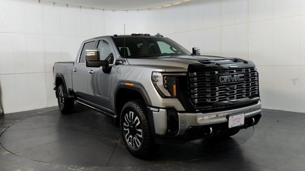 This top-tier heavy-duty truck brings together advanced power and upscale refinement. Its driven by a 6.6-liter Duramax turbo-diesel V8 paired with a 10-speed Allison automatic transmission, delivering around 470 horsepower and an impressive 975 lb-ft of torque for excellent towing capability. Wrapped in a bold exterior, it features the exclusive Vader chrome grille, gloss-black-insert 20-inch Ultra-Bright machined wheels, animated LED projector headlamps. Inside, the cabin elevates comfort and design with Alpine Umber full-grain leather seats (with massage function), open-pore Paldao wood trim, laser-etched topographic patterns of Mt. Denali, and high-tech multitouch infotainment including a 13.4-inch touchscreen and premium Bose sound system. This model also comes ready to install a gooseneck or 5th wheel hitch, an upfitter switch kit to facilitate installation of aftermarket electrical accessories, and a universal vehicle module to integrate upfit equipment controls.