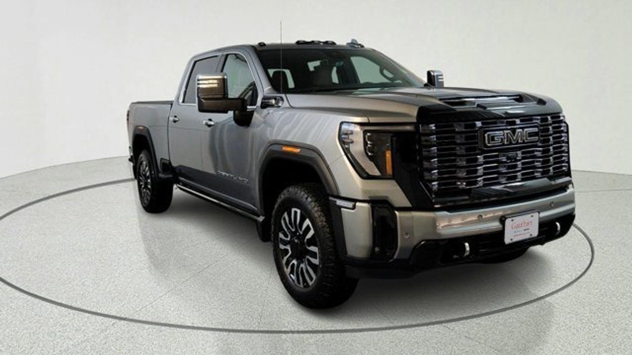 This top-tier heavy-duty truck brings together advanced power and upscale refinement. Its driven by a 6.6-liter Duramax turbo-diesel V8 paired with a 10-speed Allison automatic transmission, delivering around 470 horsepower and an impressive 975 lb-ft of torque for excellent towing capability. Wrapped in a bold exterior, it features the exclusive Vader chrome grille, gloss-black-insert 20-inch Ultra-Bright machined wheels, animated LED projector headlamps. Inside, the cabin elevates comfort and design with Alpine Umber full-grain leather seats (with massage function), open-pore Paldao wood trim, laser-etched topographic patterns of Mt. Denali, and high-tech multitouch infotainment including a 13.4-inch touchscreen and premium Bose sound system. This model also comes ready to install a gooseneck or 5th wheel hitch, an upfitter switch kit to facilitate installation of aftermarket electrical accessories, and a universal vehicle module to integrate upfit equipment controls.