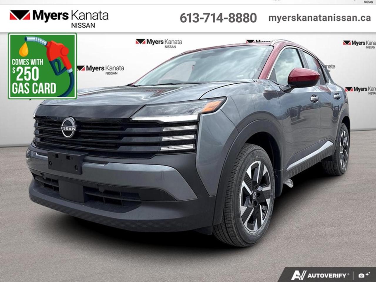 <b>Premium Package!</b><br> <br> This vehicle delivers a confident and efficient drive with refined handling, modern design, and a comfortable, tech-forward interior.<br> <br>This Kicks did not take any shortcuts, but it is offering you a shortcut to possibility. Make the most of every day with intelligent features that help you express your personal style and feel your playlist with the incredible infotainment system. It really is time you put you first, and this 2026  Kicks is here for it.<br> <br>This Gun Metal Metallic/scarlet Ember Tintcoat SUV has an Automatic transmission and is powered by a 141HP 2.0L 4 Cylinder Engine. <br> <br> Our Kickss trim level is SV AWD. Its sculpted body features bold black cladding and body-coloured accents. Inside, the cabin offers heated front seats, a leather-wrapped sport steering wheel, and premium interior finishes with piano black and metallic accents. A 12.3-inch touchscreen with NissanConnect keeps you seamlessly connected through wireless Apple CarPlay, Android Auto, and Bluetooth streaming. Convenience features like keyless entry with push-button start, Intelligent Cruise Control, and flexible 60/40 split-folding rear seats enhance daily comfort, while advanced safety technologiesincluding Blind Spot Warning, Rear Cross Traffic Alert, and Intelligent Emergency Brakinghelp keep you protected on every journey. This vehicle has been upgraded with the following features: Premium Package.<br><br> <br/>Weve discounted this vehicle $1000. See dealer for details. <br><br><br> Come by and check out our fleet of 80+ used cars and trucks and 100+ new cars and trucks for sale in Kanata.  o~o