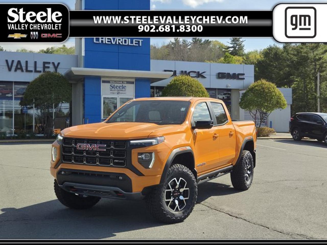 TRANSMISSION, 8-SPEED AUTOMATIC, 8L80 (STD), REAR AXLE, 3.42 RATIO, ENGINE, TURBOMAX (310 hp [231 kW] @ 5600 rpm, 430 lb-ft of torque [583 Nm] @ 3000 rpm) (STD), Wireless Phone Charging, for portable devices, Wireless Apple CarPlay/Wireless Android Auto, Windows, remote Express-Down, all windows, Windows, power with driver Express-Up and Down, Windows, power rear, express down, Window, rear-sliding, manual, Window, power with front passenger Express-Down. This GMC Canyon has a strong Turbocharged Gas I4 2.7L/ engine powering this Automatic transmission.*This GMC Canyon AT4X Has Everything You Want *Wi-Fi Hotspot capable (Terms and limitations apply. See onstar.ca or dealer for details.), Wheels, 17 x 8 (43.2 cm x 20.3 cm) Black High Gloss Machined Finish Aluminum, Wheel, spare, 17 x 8 (43.2 cm x 20.3 cm) steel, Wheel opening mouldings, Visors, driver and front passenger illuminated sliding vanity mirrors, Vehicle health management provides advanced warning of vehicle issues, USB ports, 2, centre console, charge-only, rear, USB Ports, 2 (first row) Charge/Data ports located on front console, Underbody cameras forward and rearward facing views, cameras with wash functionality, Transfer case, two-speed electronic Autotrac with push button control, includes transfer case shield, Trailering App, System includes checklist, trailer maintenance reminders, trailer security alerts, trailer mileage, tow/haul reminder and trailer electrical diagnostics, Tires, LT285/70R17C MT blackwall, Tire, spare LT285/70R17C MT blackwall, Tire Pressure Monitoring System, Tire Fill Alert provides an audible indication when tire pressure is added to a tire that is low. Aids to achieve optimal tire pressure, Theft-deterrent system, unauthorized entry, Teen Driver a configurable feature that lets you activate customizable vehicle settings associated with a key fob, to help encourage safe driving behaviour., Taillamps, LED rear combination, Tailgate, remote locking, Tailgate, EZ-Lift and Lower.* Stop By Today *Youve earned this- stop by Steele Valley Chevrolet Buick GMC Cadillac located at 9184 Commercial Street, New Minas, NS, NS B4N3V9 to make this car yours today!*Disclaimer*Please verify all information with a Steele Valley representative.