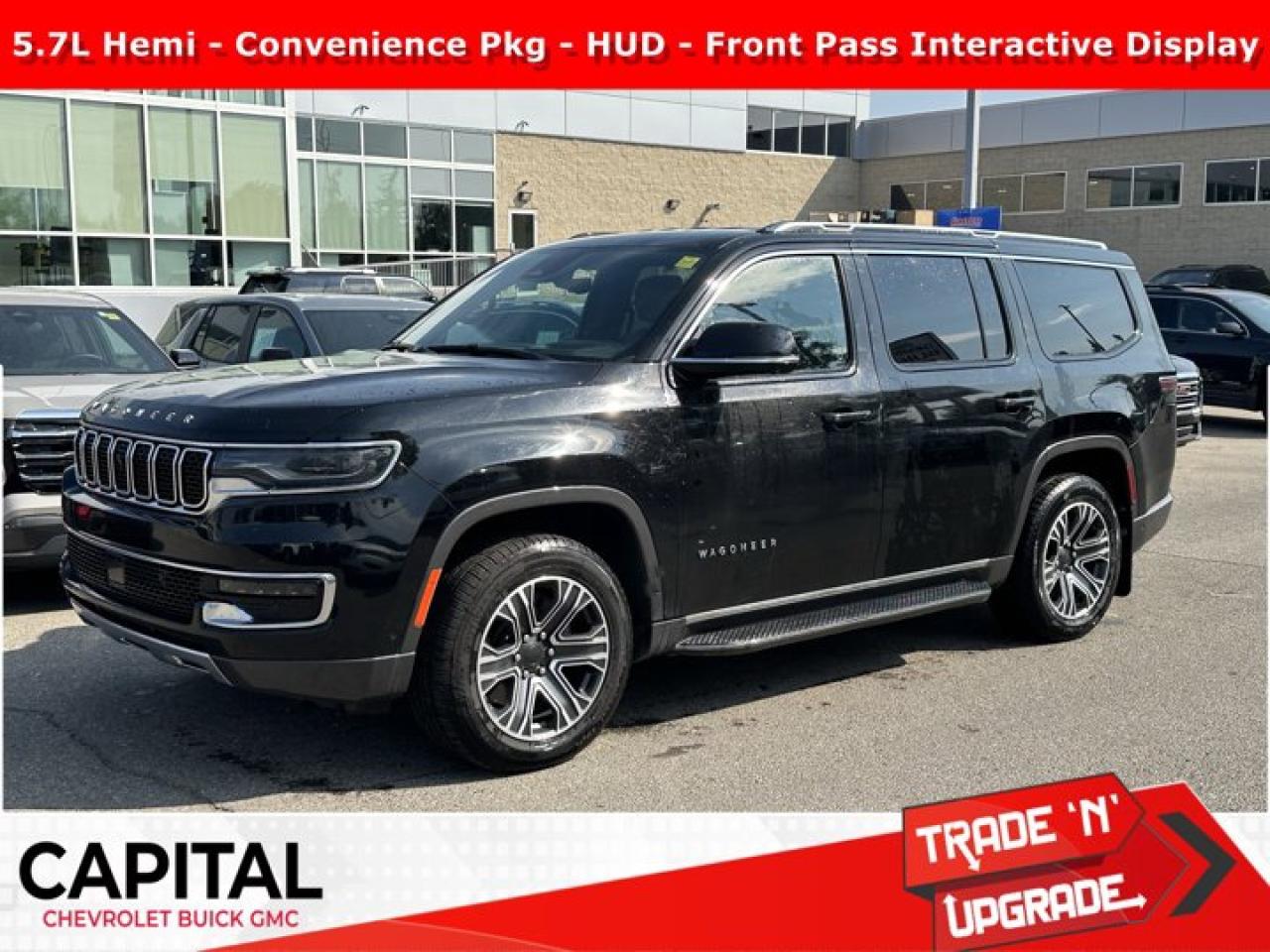 Come see this 2022 Jeep Wagoneer Series III before someone takes it home!*Get Your Moneys Worth for this Jeep Wagoneer with These Options *FRONT PASSENGER INTERACTIVE DISPLAY, DIAMOND BLACK CRYSTAL PEARL, Voice Activated Dual Zone Front And Rear Automatic Air Conditioning, Valet Function, Trip Computer, Transmission w/Driver Selectable Mode and Sequential Shift Control w/Steering Wheel Controls, Trailer Wiring Harness, Tire Specific Low Tire Pressure Warning, Tailgate/Rear Door Lock Included w/Power Door Locks, Streaming Audio.* Stop By Today *Test drive this must-see, must-drive, must-own beauty today at Crowfoot Chrysler Dodge Jeep Ram, 20 Crowfoot Rise NW, Calgary, AB T3G 3S7.