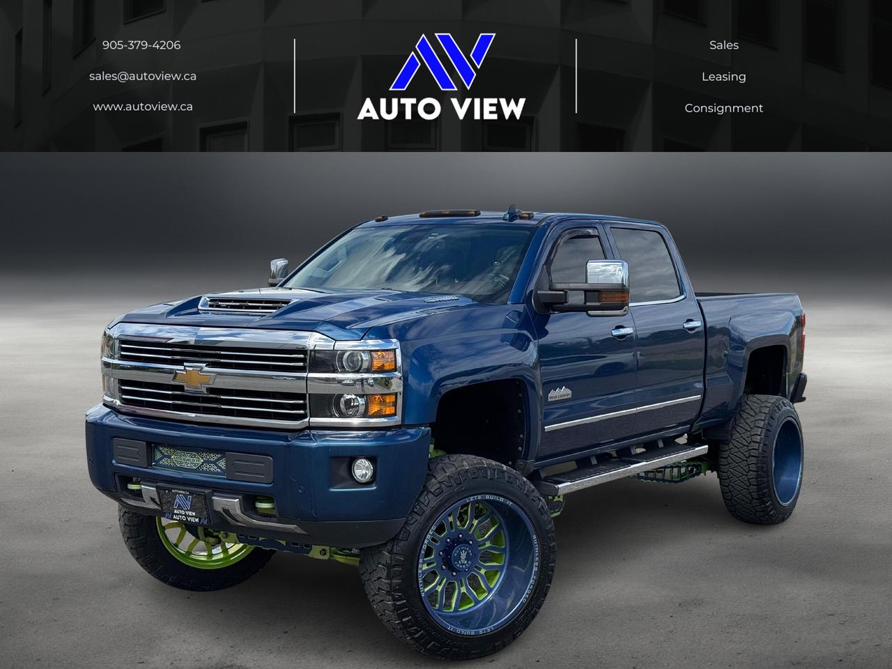 <p>JUST LANDED!!</p><p>2017 Chevrolet Silverado 2500 High Country!!</p><p>**FULLY LOADED**</p><p>**HIGH END LIFT AND MODIFICATIONS**&nbsp;</p><p><strong>Build List:</strong></p><p>10&rdquo; custom wicked suspension with traction bars&nbsp;</p><p>Frame off Full powder coated Two tone Shocker yellow and brilliant blue</p><p>Banks tuning&nbsp;</p><p>Bank rear diff cover&nbsp;</p><p>PPE oil pans&nbsp;</p><p>PPE front diff cover&nbsp;</p><p>King reservoir shocks&nbsp;</p><p>Air lift in back to level box&nbsp;</p><p>Kryptonite steering rack&nbsp;</p><p>Kryptonite control arms&nbsp;</p><p>Kryptonite pitman arm&nbsp;</p><p>Upgraded Red head steer box&nbsp;</p><p>24 Rhino rock lights white/UV</p><p>24x14 custom aluminum&nbsp;</p><p>billet rims with spinners&nbsp;&nbsp;</p><p>38x13.50 Nitto ridge grapplers&nbsp;</p><p>New Larger Intake&nbsp;</p><p>New Larger down pipes&nbsp;</p><p>New larger up pipes&nbsp;</p><p>Transmission cooler bypass&nbsp;</p><p>Transmission stage 2 rings</p><p>Cerakote&rsquo;d exhaust</p><p>Custom exhaust tip&nbsp;</p><p>level 6 on tuner does 600hp+/1000+ torque&nbsp;</p><p>&nbsp;</p><p dir=ltr style=line-height: 1.2; margin-top: 12pt; margin-bottom: 12pt;><span style=font-size: 11pt; font-family: Roboto,sans-serif; color: #000000; background-color: transparent; font-weight: 400; font-style: italic; font-variant: normal; text-decoration: none; vertical-align: baseline; white-space: pre-wrap;>**VEHICLE BEING SOLD ON CONSIGNMENT**&nbsp;</span></p><p dir=ltr style=line-height: 1.2; margin-top: 12pt; margin-bottom: 12pt;><span style=font-size: 11pt; font-family: Times New Roman,serif; color: #000000; background-color: #ffffff; font-weight: 400; font-style: italic; font-variant: normal; text-decoration: none; vertical-align: baseline; white-space: pre-wrap;>This vehicle is being sold &ldquo;as-is&rdquo;, unfit, not e-tested and is not represented as being in a road worthy condition, mechanically sound or maintained at any guaranteed level of quality. The vehicle may not be fit for use as a means of transportation and may require substantial repairs at the purchaser&rsquo;s expense. It may not be possible to register the vehicle to be driven in its current condition.</span></p><p dir=ltr style=line-height: 1.2; margin-top: 12pt; margin-bottom: 12pt;><span style=font-size: 11pt; font-family: Roboto,sans-serif; color: #000000; background-color: transparent; font-weight: 400; font-style: italic; font-variant: normal; text-decoration: none; vertical-align: baseline; white-space: pre-wrap;>HST and Licensing Fees are to be charged on all vehicles.&nbsp;</span></p><p dir=ltr style=line-height: 1.2; margin-top: 12pt; margin-bottom: 12pt;><span style=font-size: 11pt; font-family: Roboto,sans-serif; color: #000000; background-color: transparent; font-weight: 400; font-style: italic; font-variant: normal; text-decoration: none; vertical-align: baseline; white-space: pre-wrap;>Auto View is located at 590 South Service Road Stoney Creek, only minutes off the QEW Exit 83 Fruitland Road!</span></p><p dir=ltr style=line-height: 1.2; margin-top: 12pt; margin-bottom: 12pt;><span style=font-size: 11pt; font-family: Roboto,sans-serif; color: #000000; background-color: transparent; font-weight: 400; font-style: italic; font-variant: normal; text-decoration: none; vertical-align: baseline; white-space: pre-wrap;>Contact us VIA email, call, or text!</span></p><p dir=ltr style=line-height: 1.2; margin-top: 12pt; margin-bottom: 12pt;><span style=font-size: 11pt; font-family: Roboto,sans-serif; color: #000000; background-color: transparent; font-weight: 400; font-style: italic; font-variant: normal; text-decoration: none; vertical-align: baseline; white-space: pre-wrap;>sales@autoview.ca</span></p><p style=line-height: 1.2;><span id=docs-internal-guid-4ae5e3c2-7fff-e587-640f-642a3155dc97></span></p><p dir=ltr style=line-height: 1.2; margin-top: 12pt; margin-bottom: 12pt;><span style=font-size: 11pt; font-family: Roboto,sans-serif; color: #000000; background-color: transparent; font-weight: 400; font-style: italic; font-variant: normal; text-decoration: none; vertical-align: baseline; white-space: pre-wrap;>905-379-4206</span></p>