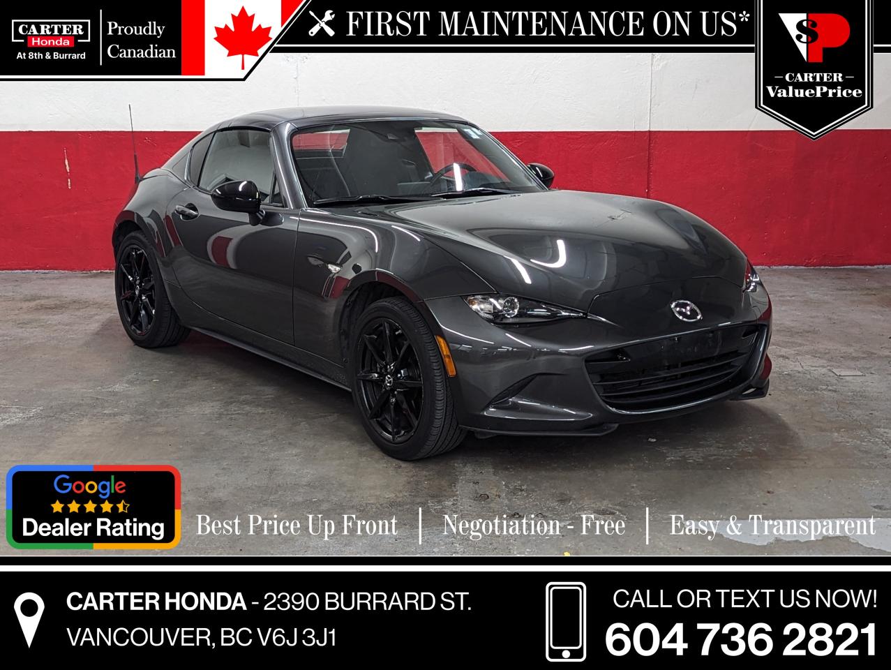 Free First Oil Change*

WHY CARTER HONDA? 

Exceeding our Customers Expectations for Over 30 Years.

Upfront Pricing, ZERO Hidden Fees and 7-Day Exchange Policy 
 
4.5 Google Star Rating with 2000+ Customer Reviews
 	2023, 2022 and 2021 Dealer of the Year Award from Dealer Rater
 	CARFAX - Full Vehicle Service History 
 	Vehicle Trades Welcome! Best Price Guaranteed!

Award-Winning Honda Vehicle Selection
 	Fast Approvals and 99% Acceptance Rates
 	Multilingual Consultants
 	Comfortable Non-Pressured Showroom

Were here to help you drive the vehicle you want, the vehicle you deserve!
 
QUESTIONS? GREAT! WEVE GOT ANSWERS!
CALL OR TEXT US NOW! (604) 736-2821
(Doc. Fee: $795.00 | Dealer Code: 1100)