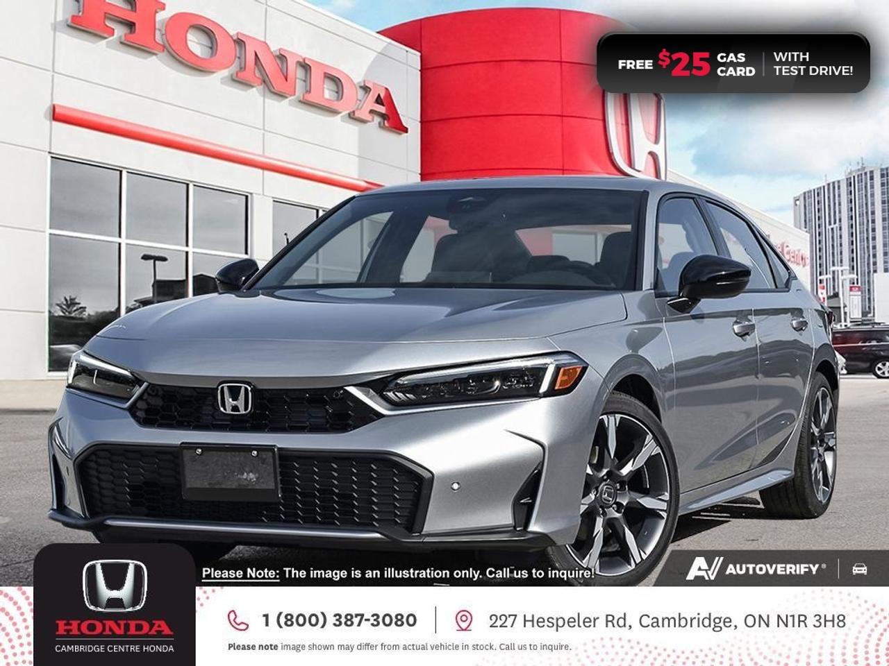<p><strong>Where Premium Innovation Meets Electrified Performance</strong></p><p>The 2026 Civic Hybrid Sport Touring is the pinnacle of performance, technology, and comfort in Hondas electrified lineup.</p><p><strong>Electrified Power, Refined Efficiency</strong></p><p>Beneath the sleek exterior lies a 2.0-litre, 16-valve, Direct Injection DOHC 4-cylinder engine, paired with two high-output electric motors. Together, they produce an impressive 200 horsepower and 232 lb.-ft. of torque, giving you the smooth acceleration and fuel savings that define the next generation of hybrid performance.</p><p><strong>Navigate With Confidence </strong></p><p>Stay in control with the 9" colour touchscreen Display Audio System, featuring the Honda Satellite-Linked Navigation System with bilingual voice recognition. Whether you're headed downtown or across the province, youll always know the best way there.</p><p><strong>Next-Level Connectivity</strong></p><p>The Civic Hybrid Sport Touring keeps you connected no matter where the road takes you:</p><p>- Wireless Apple CarPlay and Android Auto for effortless smartphone integration</p><p>- Amazon Alexa Built-In and Google Built-In to enhance your digital lifestyle</p><p>- HandsFreeLink bilingual Bluetooth®, SMS/email support, Bluetooth® Streaming Audio, Wi-Fi tethering, and dual USB-C ports</p><p>Everything you need, always within reach.</p><p><strong>BOSE® Premium Audio Experience</strong></p><p>Turn every drive into a private concert with the BOSE® premium sound system, featuring 12 strategically placed speakers, including a subwoofer. Enjoy crystal-clear sound and immersive audio with every track.</p><p><strong>Luxury You Can Feel </strong></p><p>Drive in total comfort with heated leather-trimmed seating, both front and rear. The 8-way power-adjustable drivers seat and 4-way power-adjustable passengers seat ensure you find your perfect position for every trip.</p><p><strong>Advanced Honda Sensing® Safety Technologies</strong></p><p>Feel confident and protected with Hondas full suite of advanced safety features:</p><p>- Adaptive Cruise Control with Low-Speed Follow</p><p>- Forward Collision Warning</p><p>- Collision Mitigation Braking System</p><p>- Lane Departure Warning</p><p>- Lane Keeping Assist System</p><p>- Road Departure Mitigation</p><p>- Blind Spot Information (BSI) System</p><p><strong>Bold Design That Stands Out</strong></p><p>With 18" aluminum-alloy wheels, auto-on/off LED headlights, and mirror-integrated LED turn signals, the Civic Hybrid Sport Touring doesnt just perform, it makes a statement. Its refined silhouette and elevated styling match its cutting-edge technology.</p><p><strong>Smart Features for Modern Life </strong></p><p>Enjoy everyday convenience with:</p><p>- Remote engine starter</p><p>- Proximity key entry</p><p>- Pushbutton start</p><p><span style=color:#ff0000><strong>FREE $25 GAS CARD WITH TEST DRIVE!</strong></span></p><p>Our philosophy is simple. We believe that buying and owning a car should be easy, enjoyable and transparent. Welcome to the Cambridge Centre Honda Family! Cambridge Centre Honda proudly serves customers from Cambridge, Kitchener, Waterloo, Brantford, Hamilton, Waterford, Brant, Woodstock, Paris, Branchton, Preston, Hespeler, Galt, Puslinch, Morriston, Roseville, Plattsville, New Hamburg, Baden, Tavistock, Stratford, Wellesley, St. Clements, St. Jacobs, Elmira, Breslau, Guelph, Fergus, Elora, Rockwood, Halton Hills, Georgetown, Milton and all across Ontario!</p>